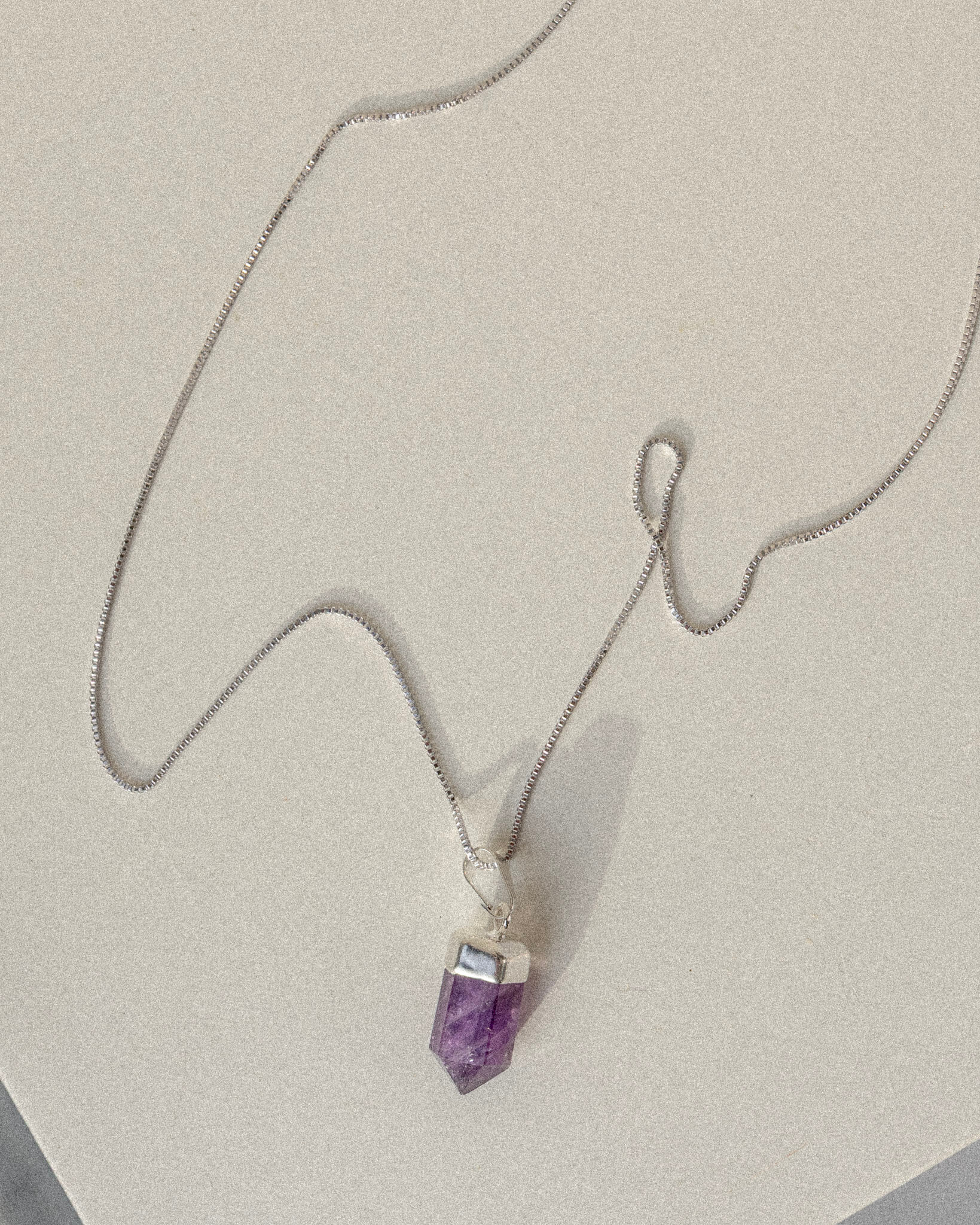 Amethyst Crystal Polished Pendant Silver