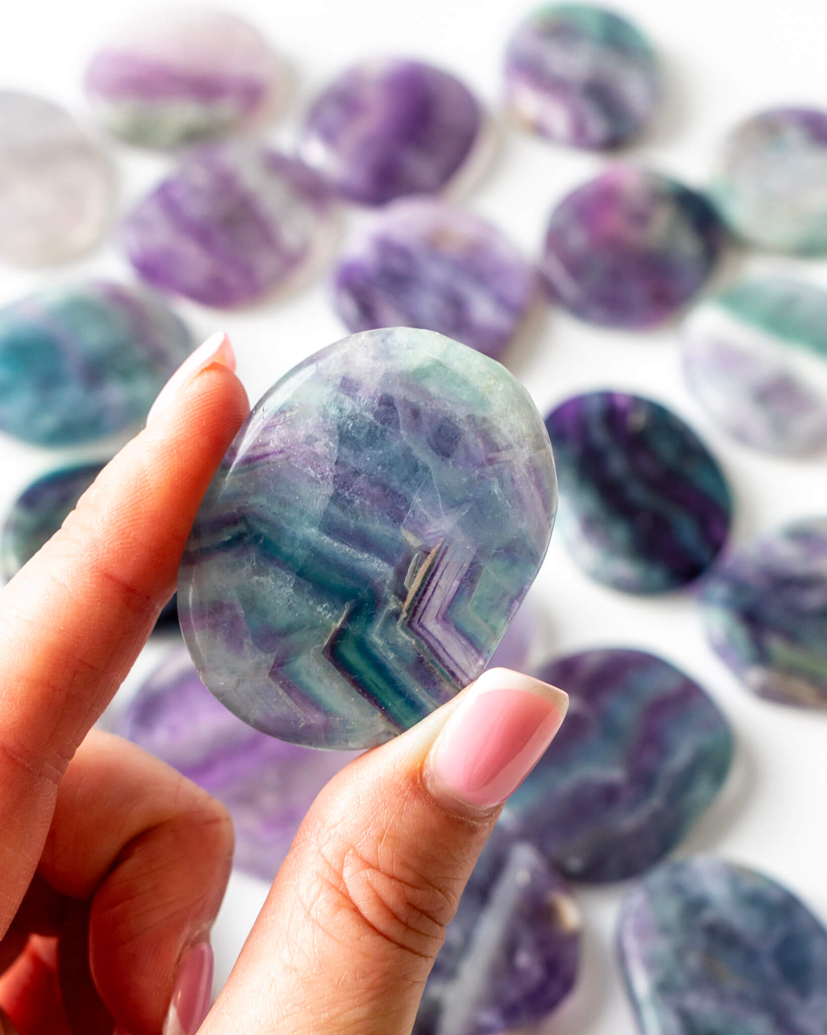 Rainbow Fluorite Worry Stone Healing Crystal