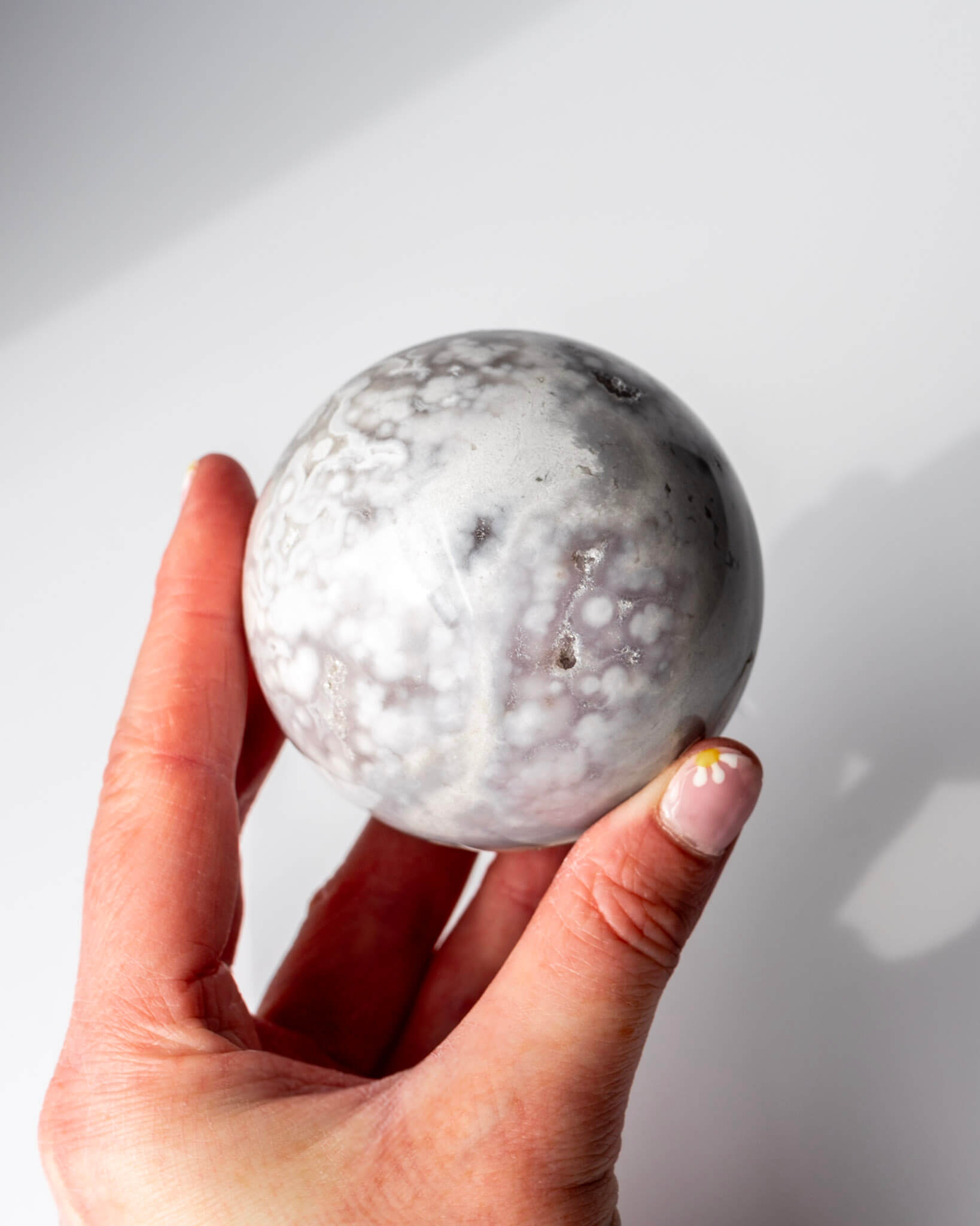 Lilac Flower Agate Sphere Healing Crystal