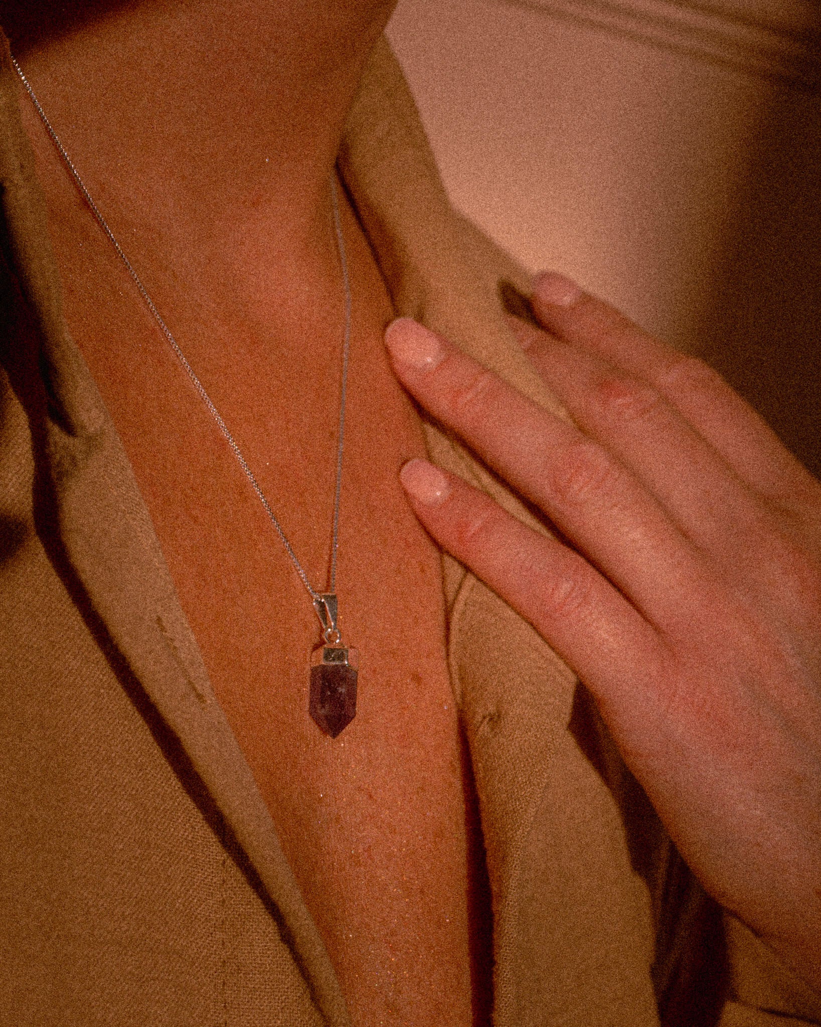 Amethyst Crystal Polished Pendant Silver