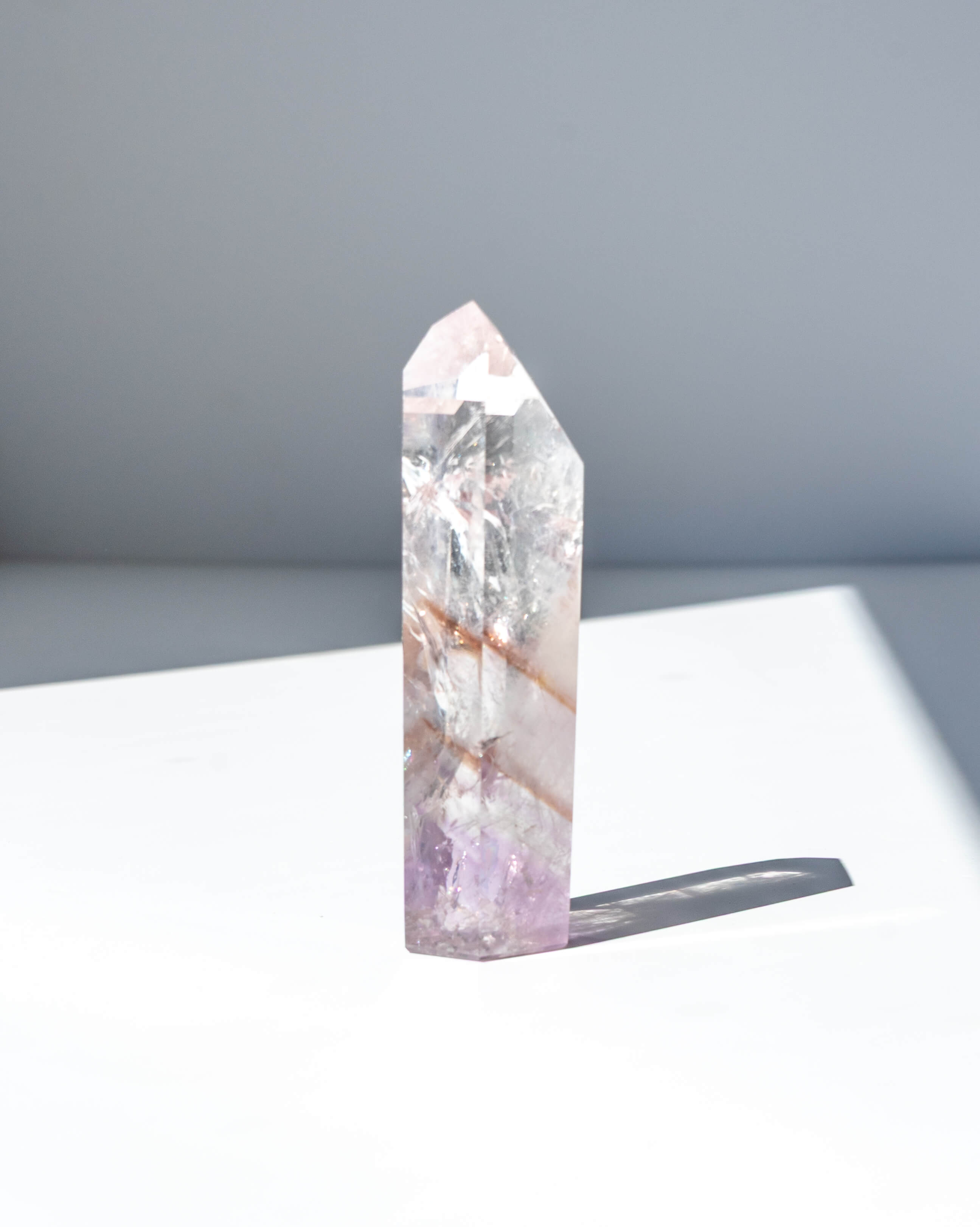 UV Reactive Phantom Powellite Amethyst Crystal Tower - 53