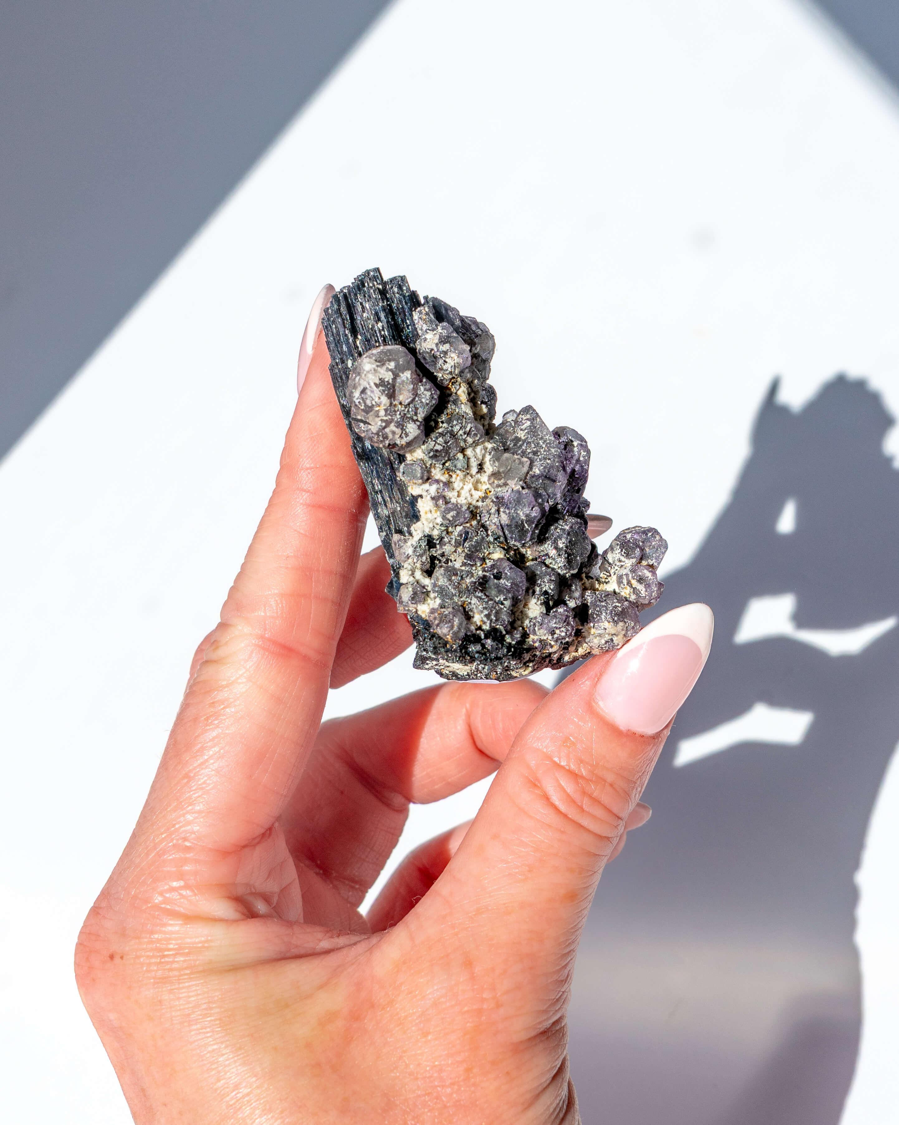 Black Tourmaine With Blue Fluorite - 55
