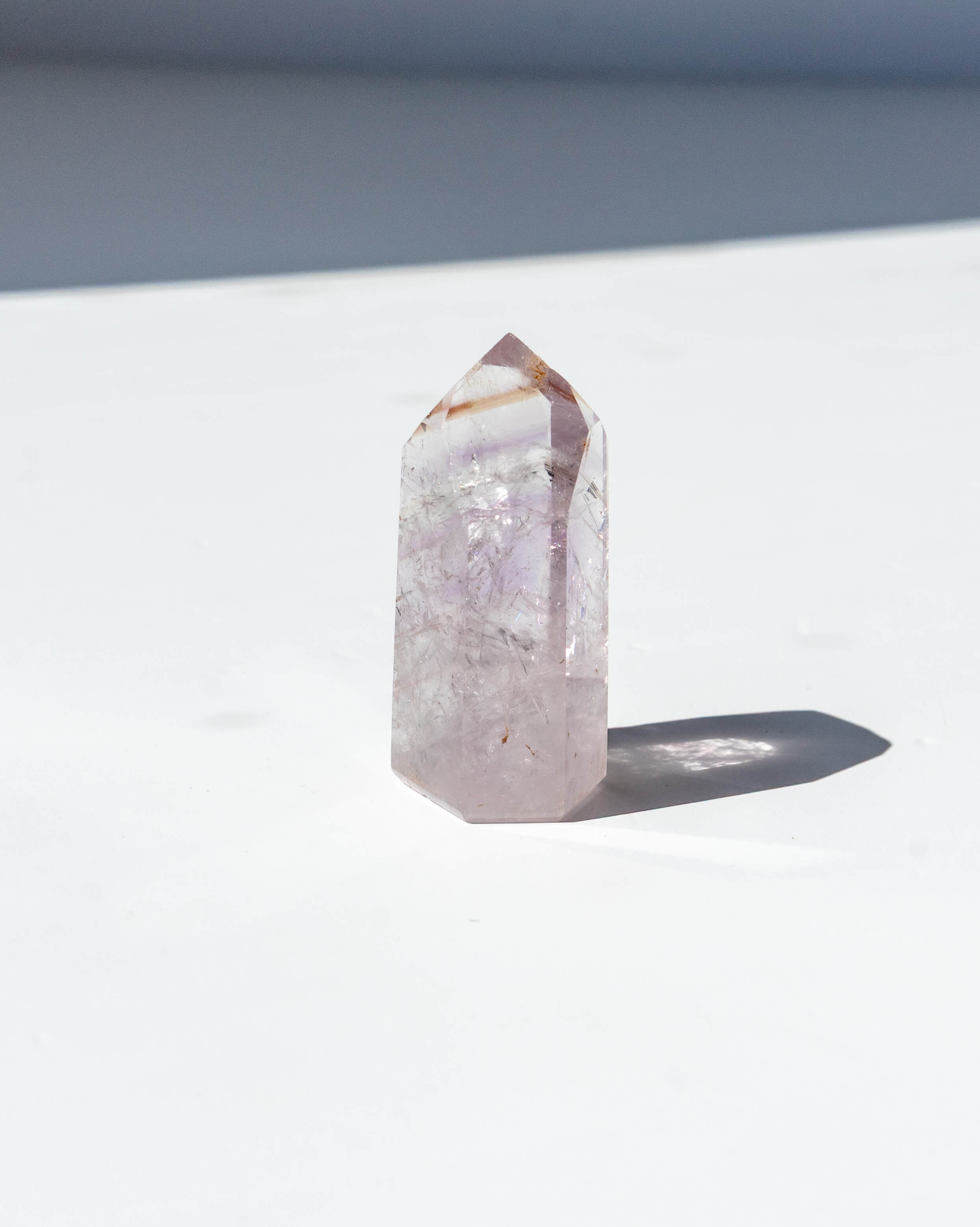 UV Reactive Phantom Powellite Amethyst Crystal Tower - 21