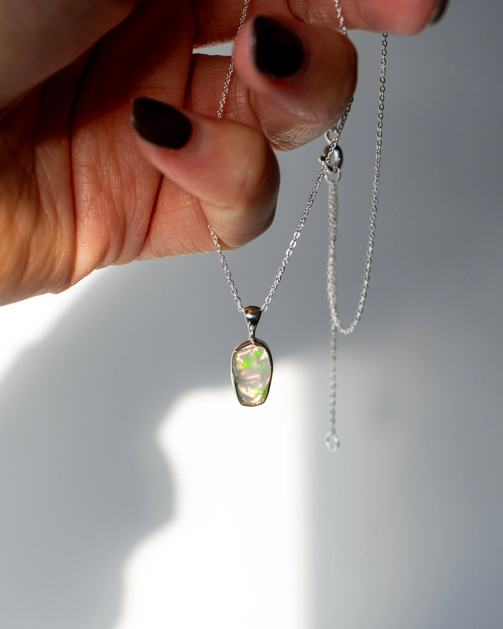 Ethiopian Opal Pendant 925 Sterling Silver Crystal Necklace