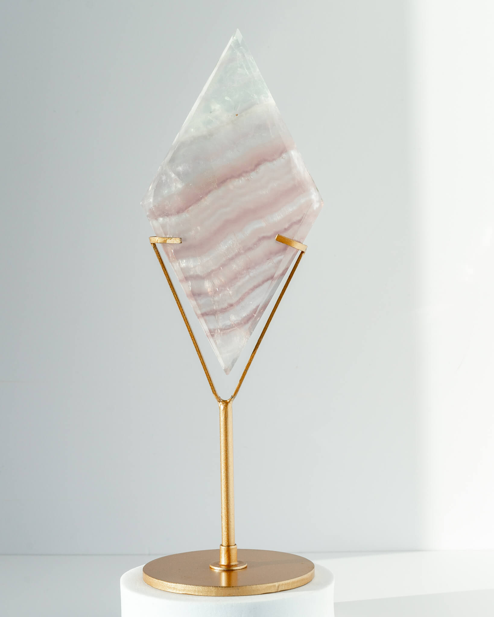 Lavender Fluorite Diamond on Stand Healing Crystal