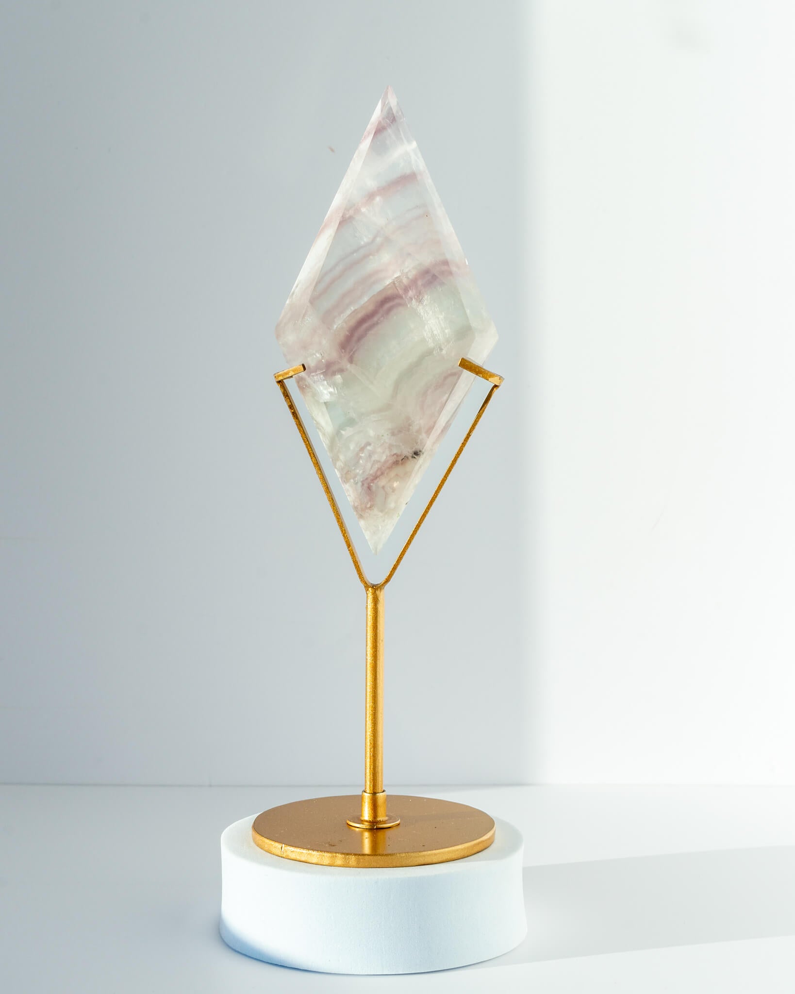 Lavender Fluorite Diamond on Stand Healing Crystal