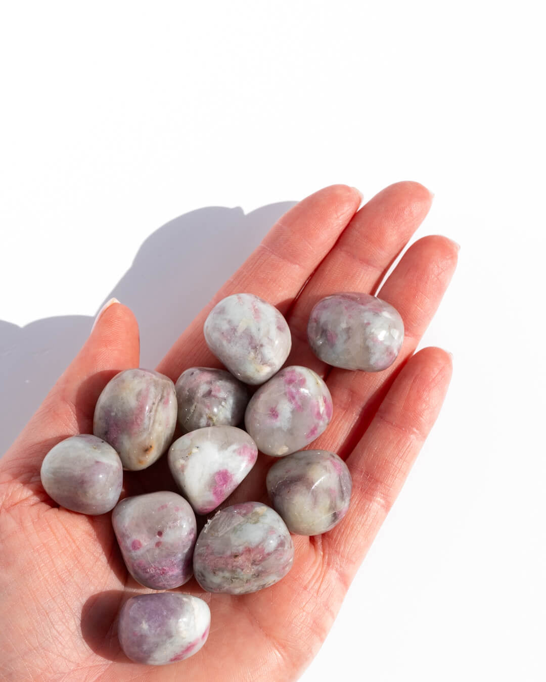 Pink Tourmaline in Quartz Tumble Stone Healing Crystal