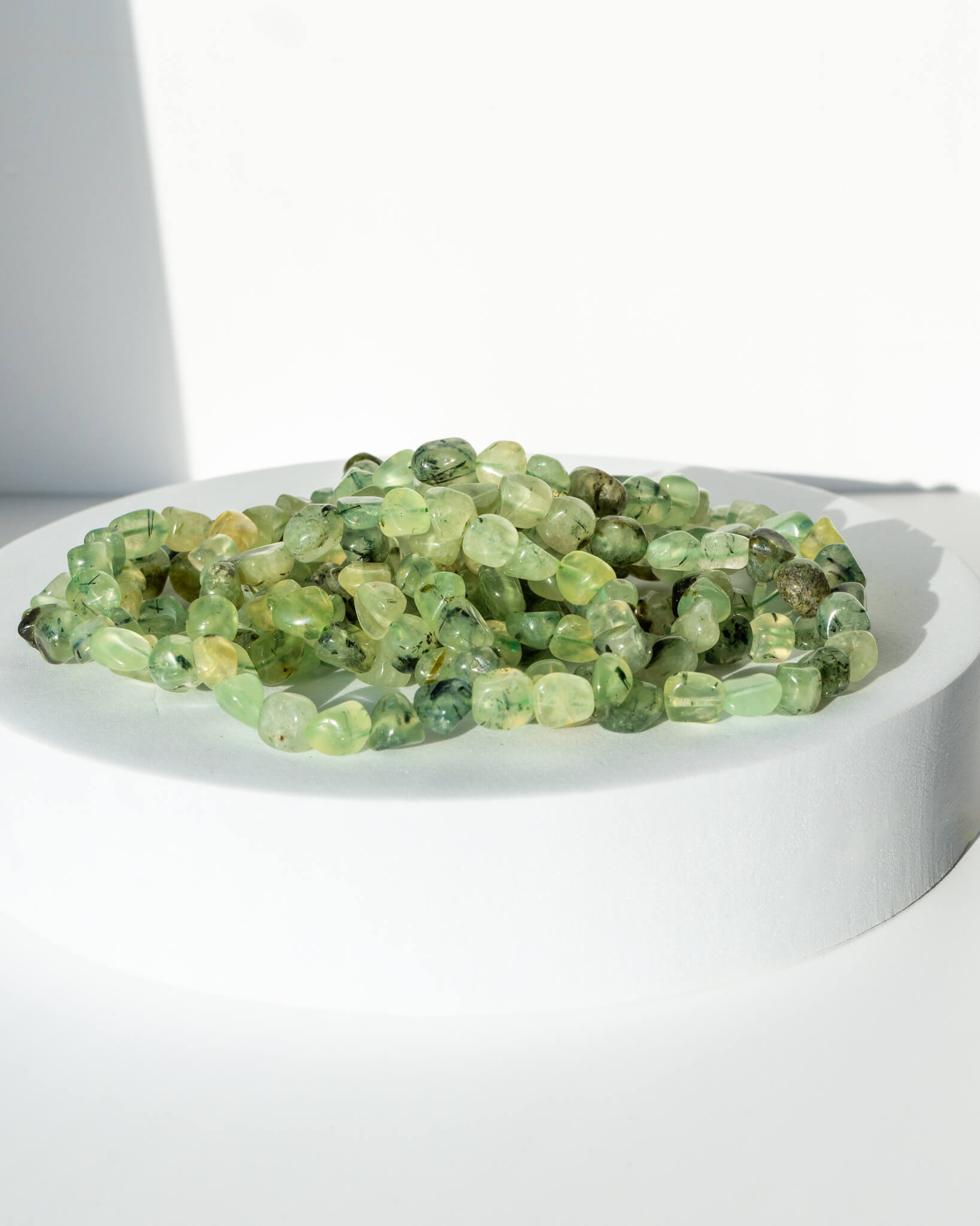 Prehnite & Black Tourmaline Nugget Bracelet Healing Crystal