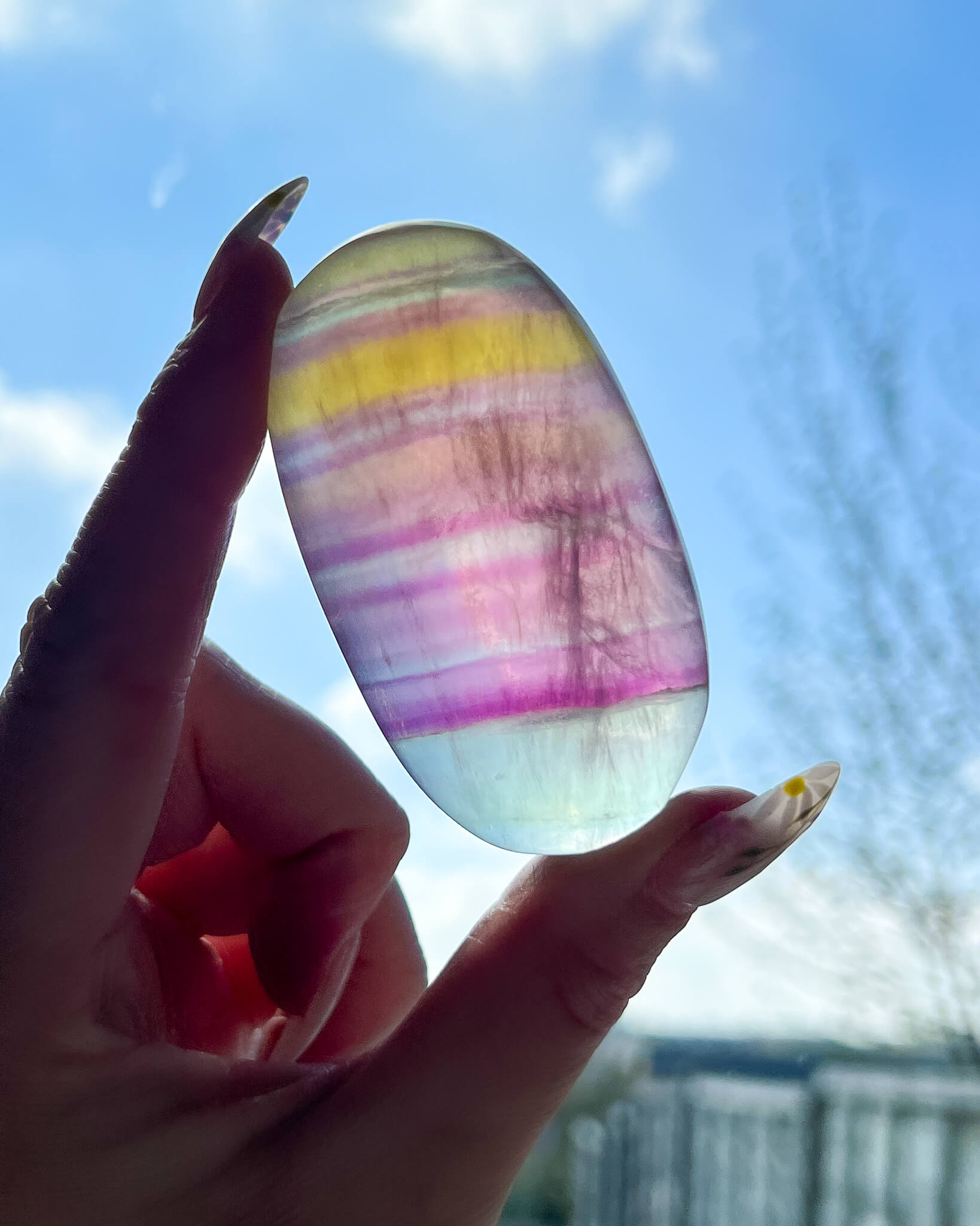 Candy Fluorite Palm Stone Healing Crystal