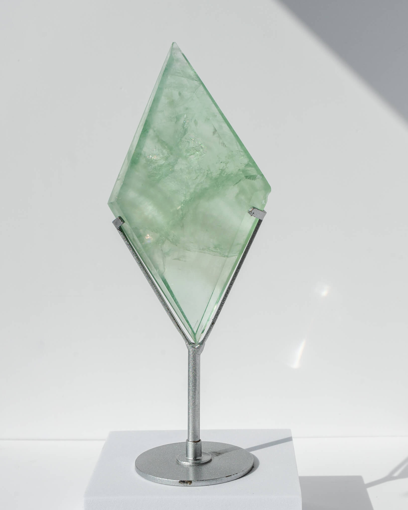 Fluorite Diamond on Silver Stand Healing Crystal