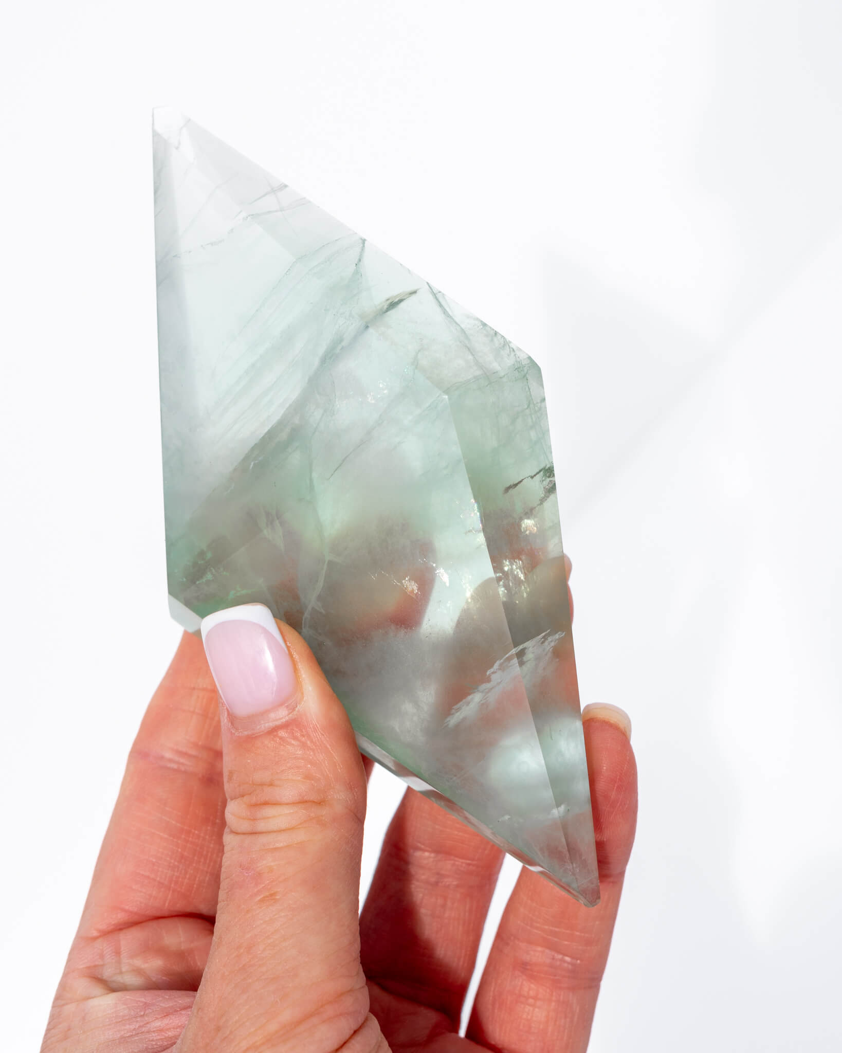 Fluorite Diamond on Silver Stand Healing Crystal