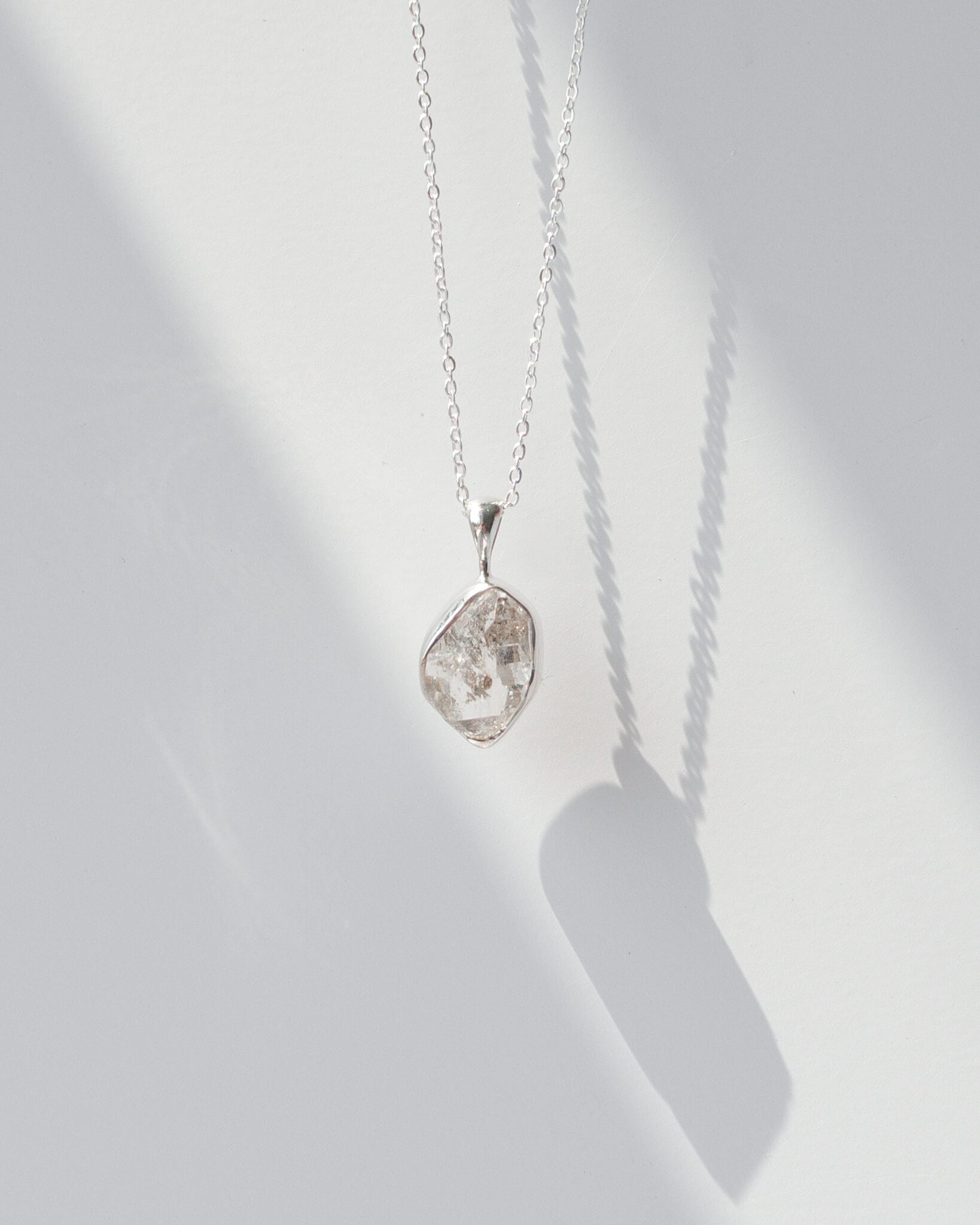 Herkimer Diamond Pendant 925 Sterling Silver Crystal Necklace Healing Crystal