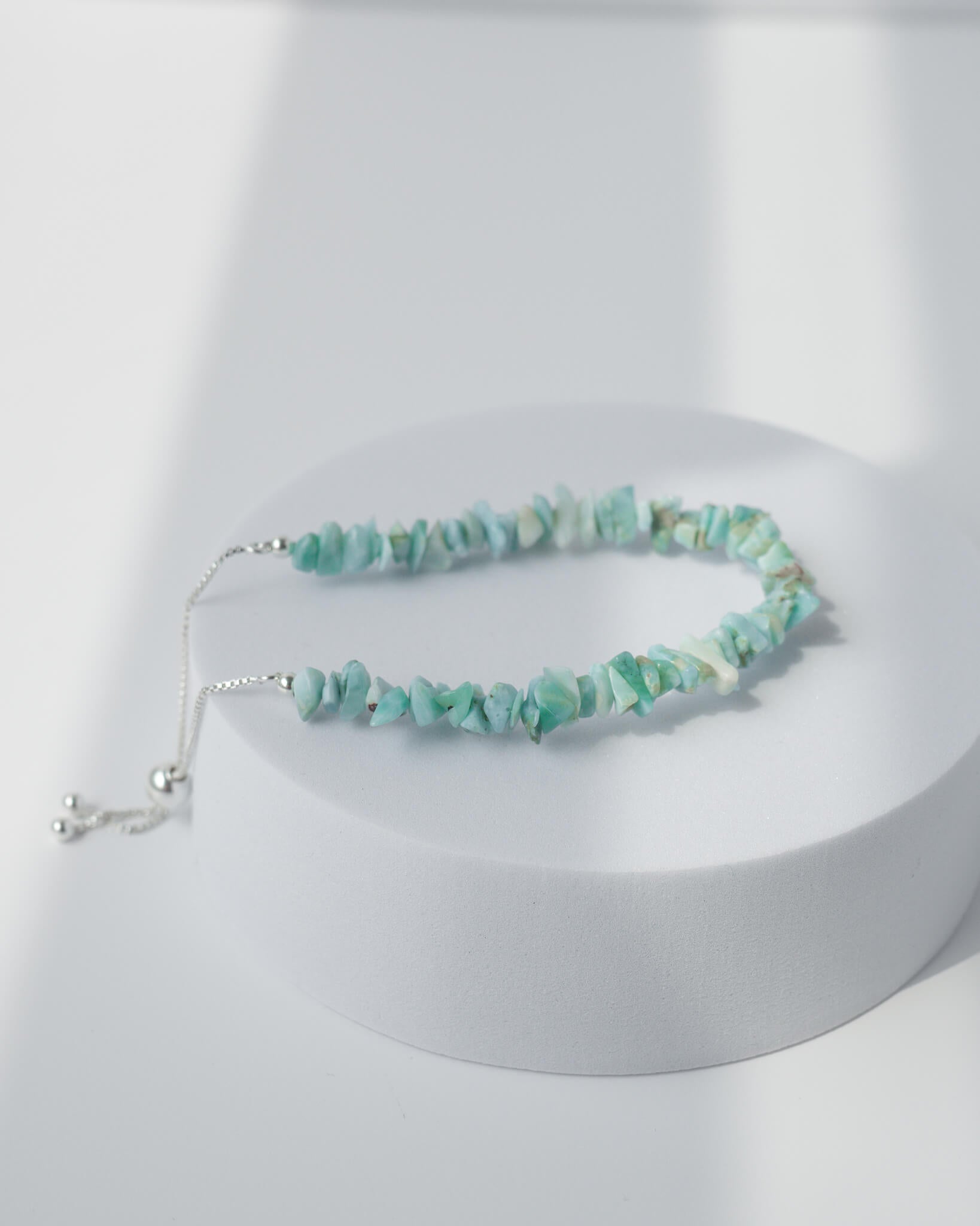 Larimar Raw Chip Bracelet 925 Sterling Silver Healing Crystal
