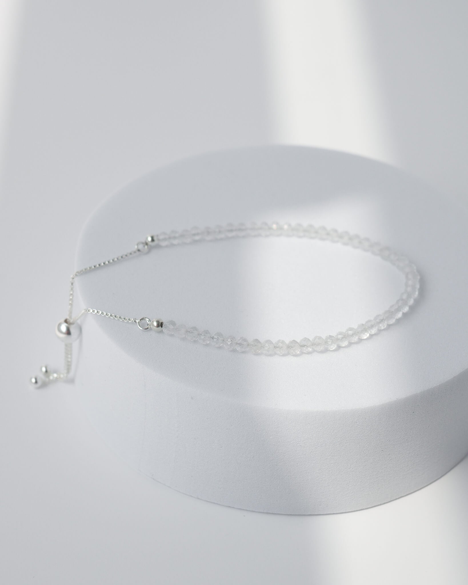 Clear Quartz Faceted Bracelet 925 Sterling Silver Healing Crystal