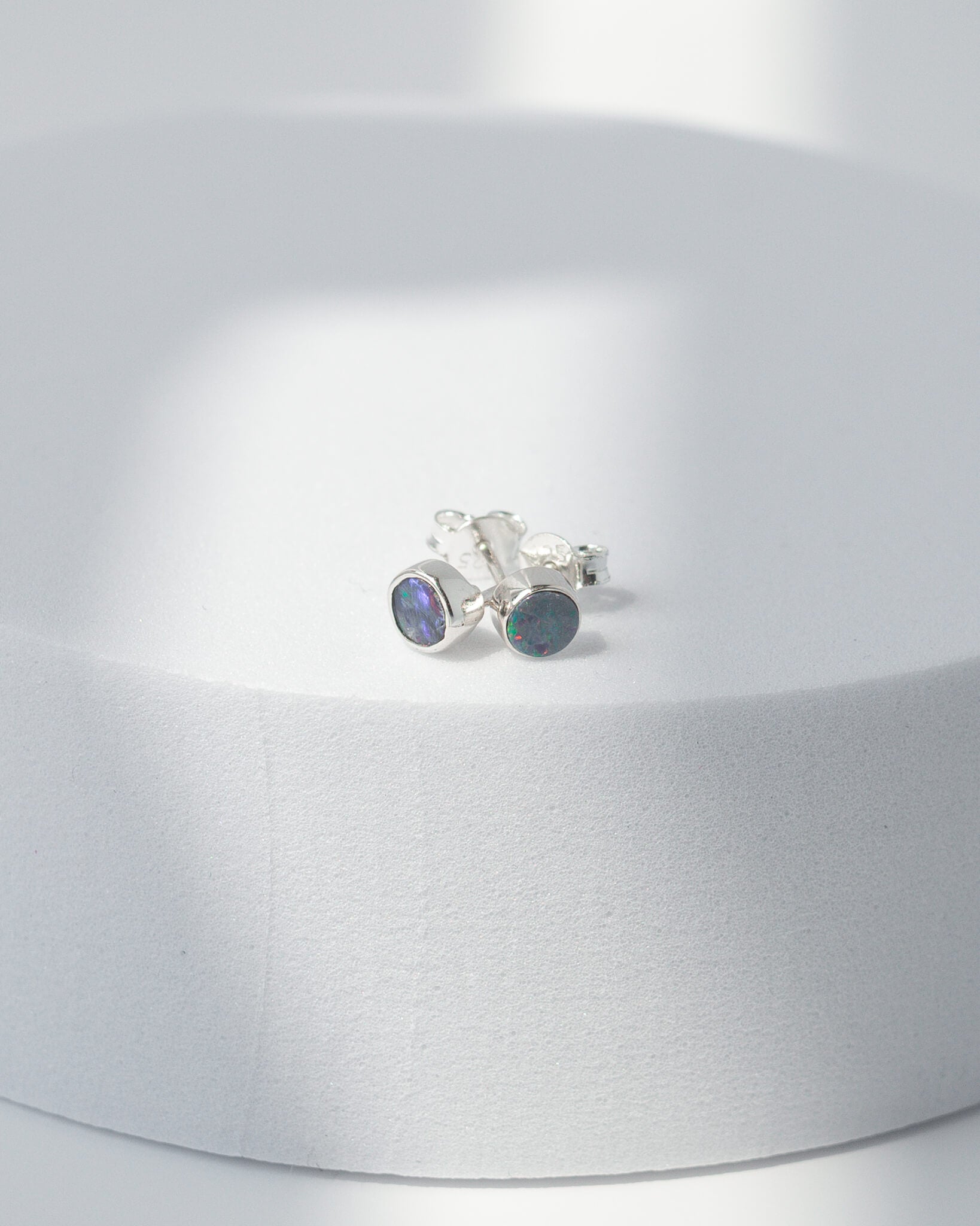 Australian Opal Stud Earrings 925 Sterling Silver Healing Crystal