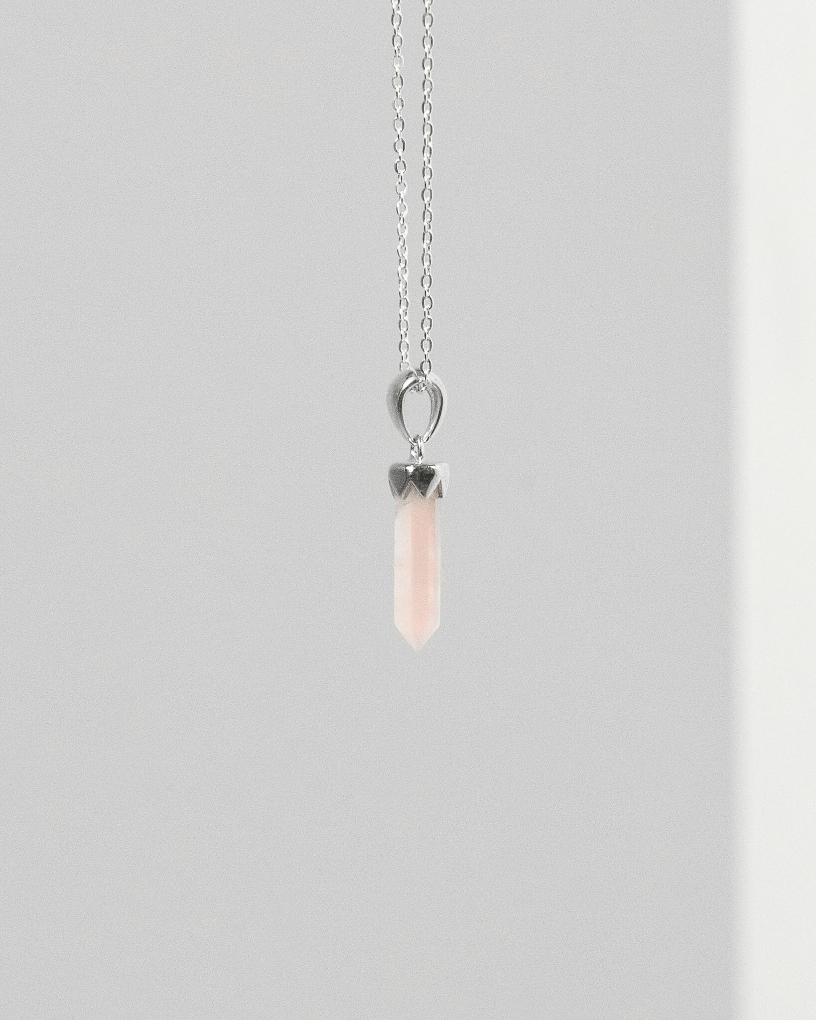 Rose Quartz Point Pendant 925 Sterling Silver Crystal Necklace Healing Crystal