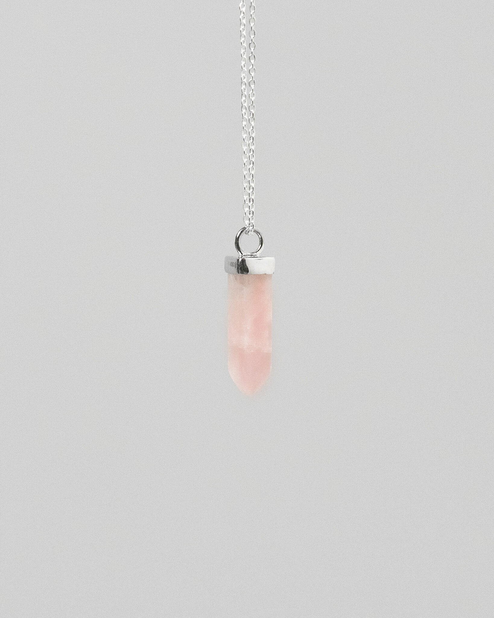 Rose Quartz Pendant 925 Sterling Silver Crystal Necklace Healing Crystal