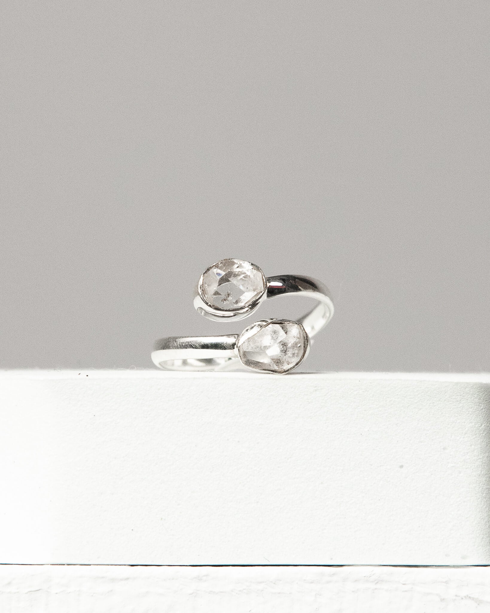 Herkimer Diamond Raw 925 Sterling Silver Ring Healing Crystal