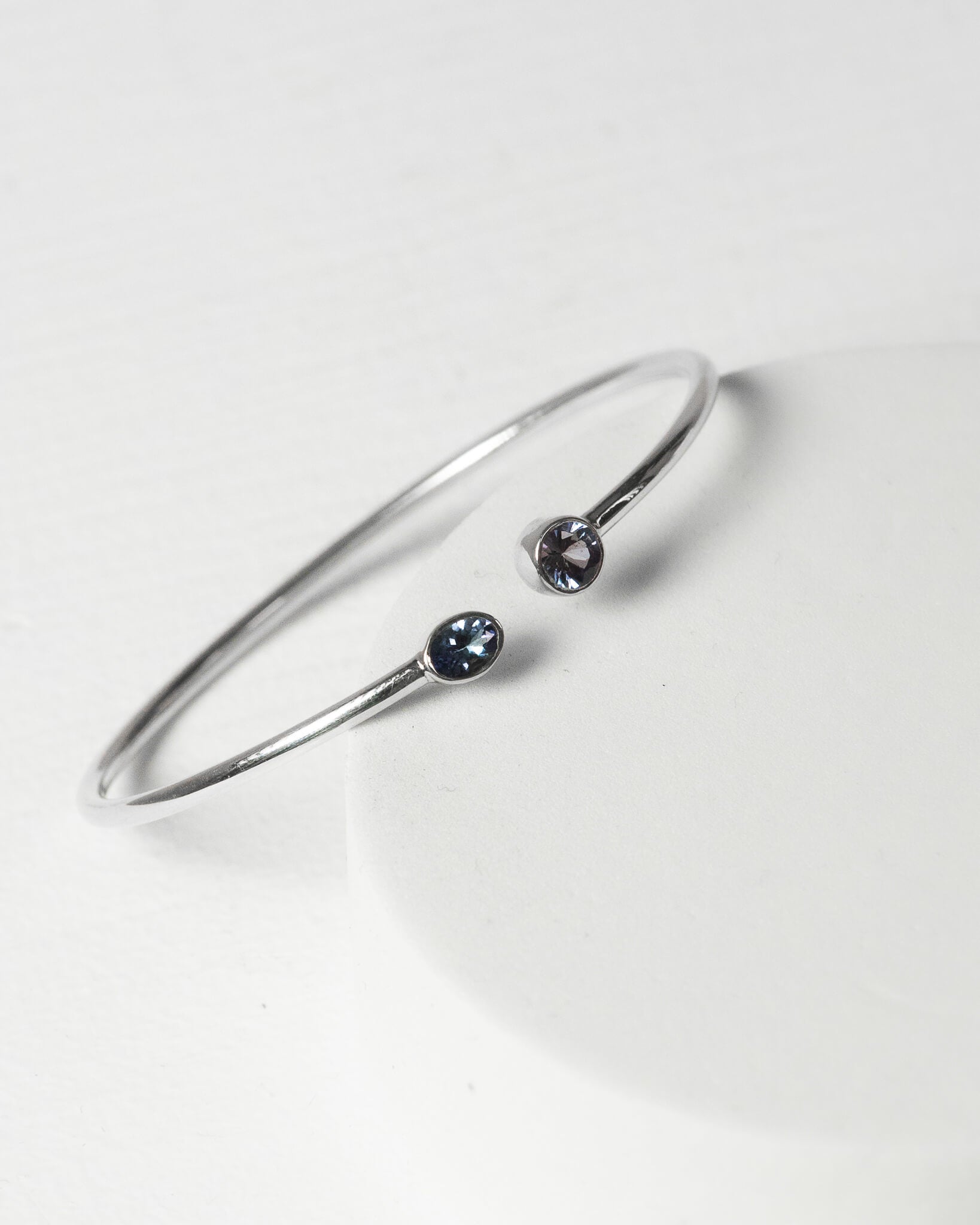 Tanzanite Faceted Bangle 925 Sterling Silver Bracelet Healing Crystal