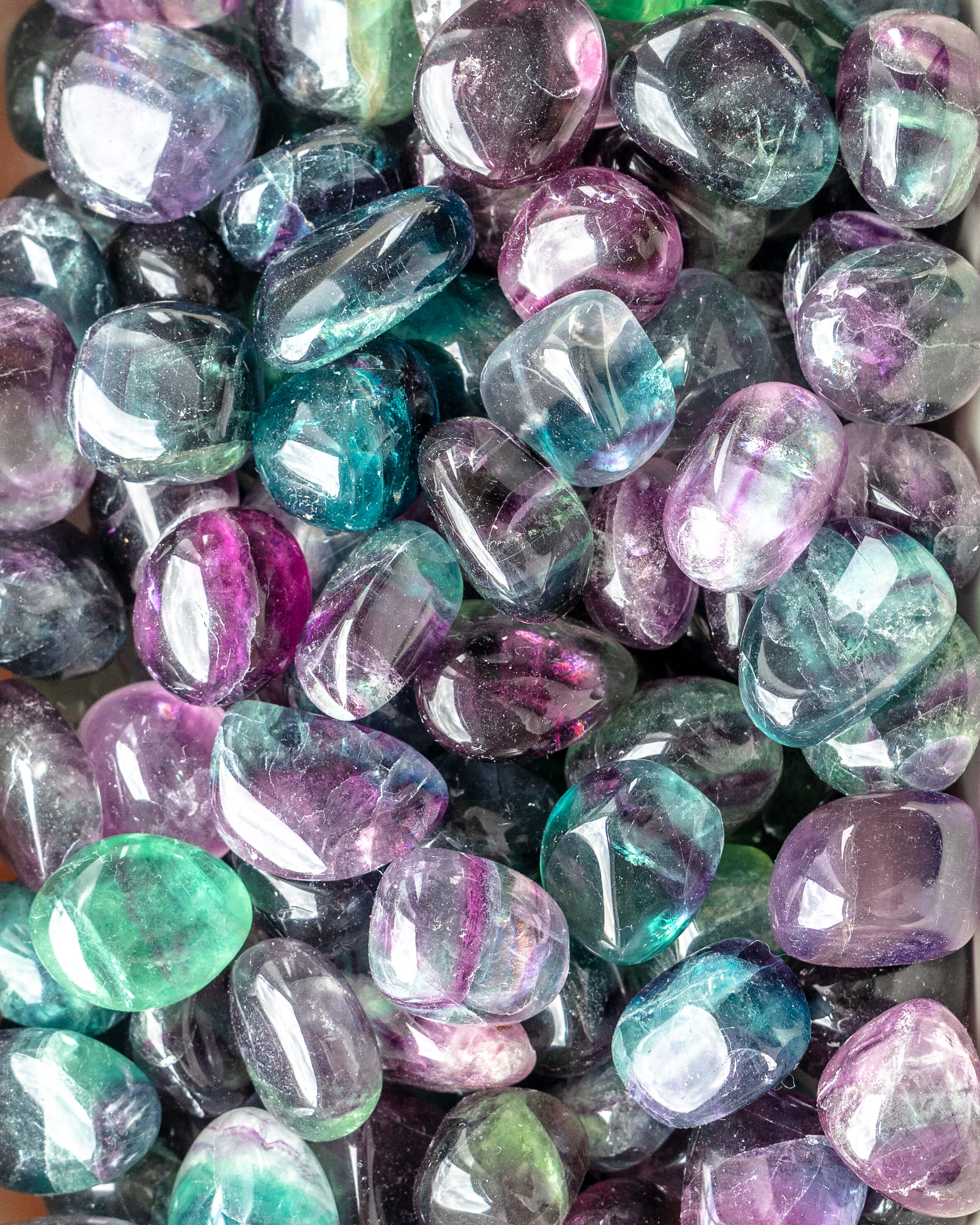 Rainbow Fluorite Crystal Tumble Stone
