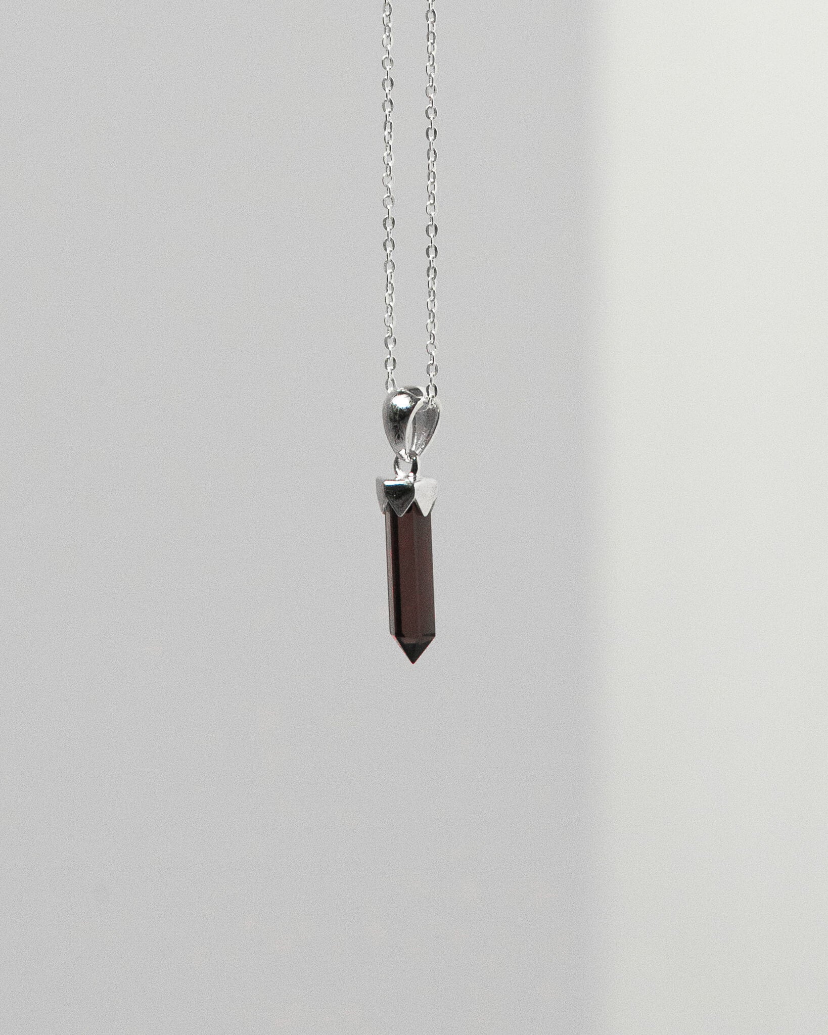 Smoky Quartz Point Pendant 925 Sterling Silver Crystal Necklace Healing Crystal