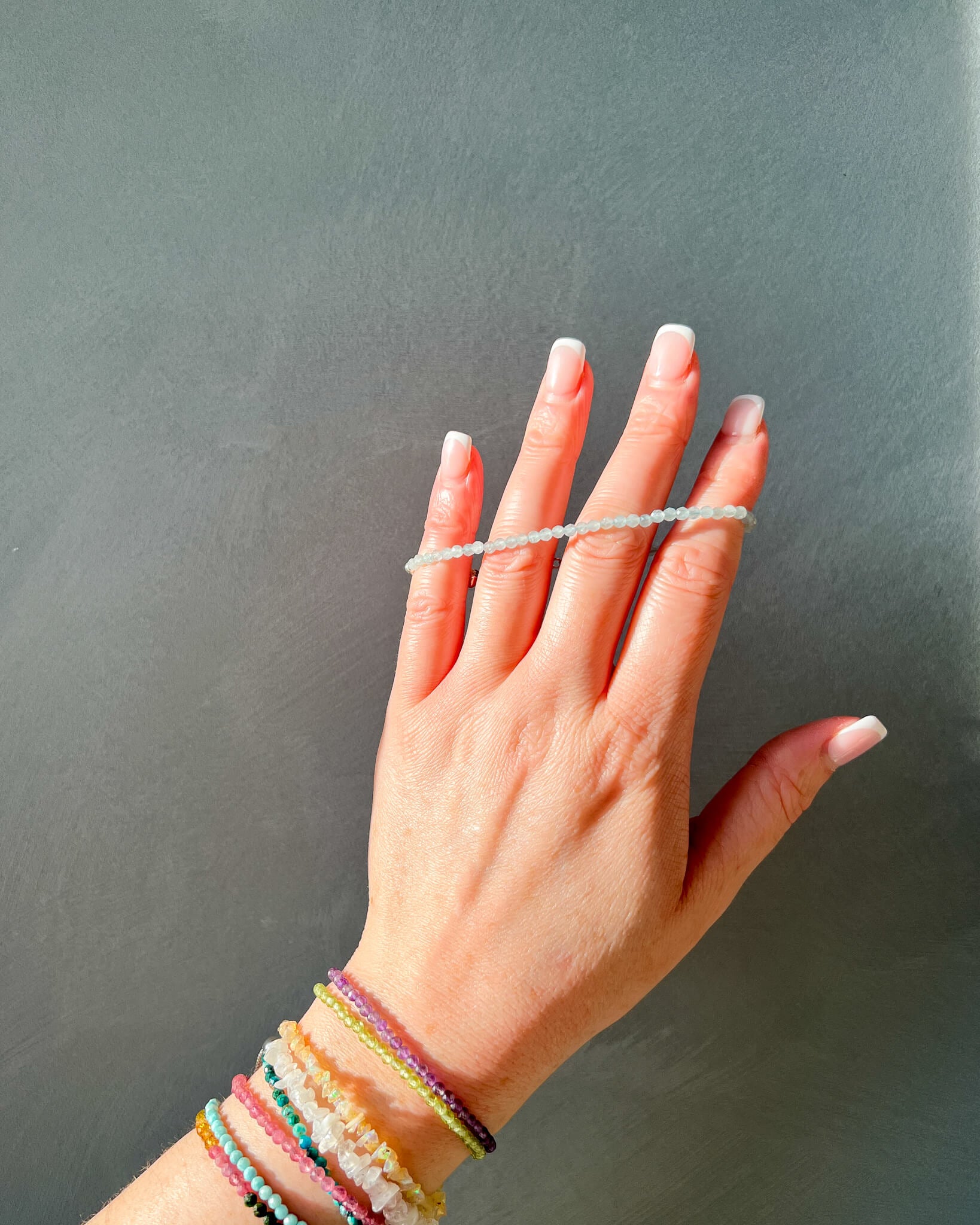 Aquamarine 3mm Faceted Bead Bracelet 925 Sterling Silver Healing Crystal