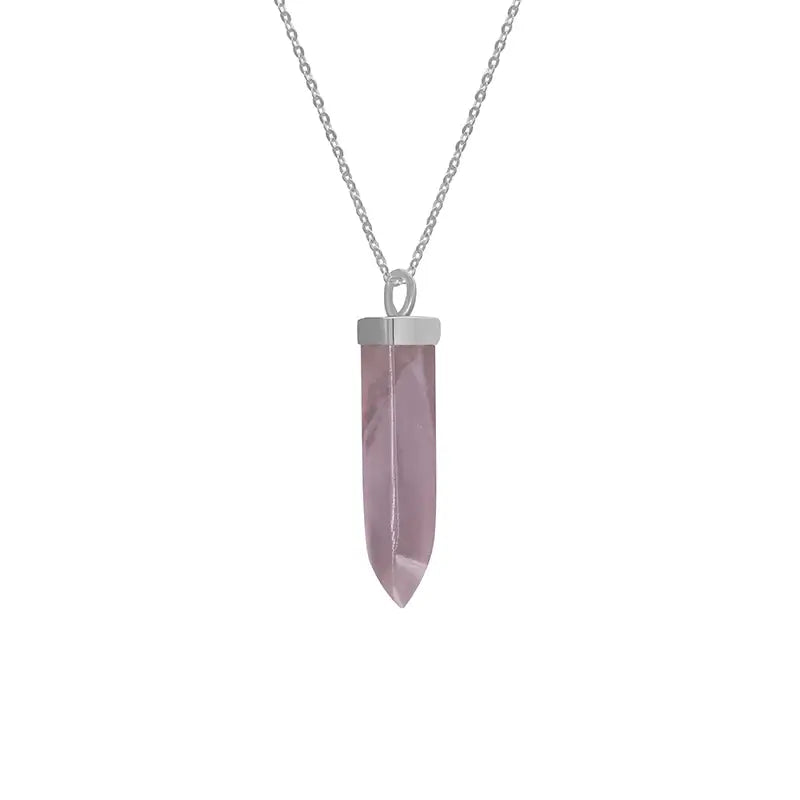 Rose Quartz Pendant 925 Sterling Silver Crystal Necklace Healing Crystal