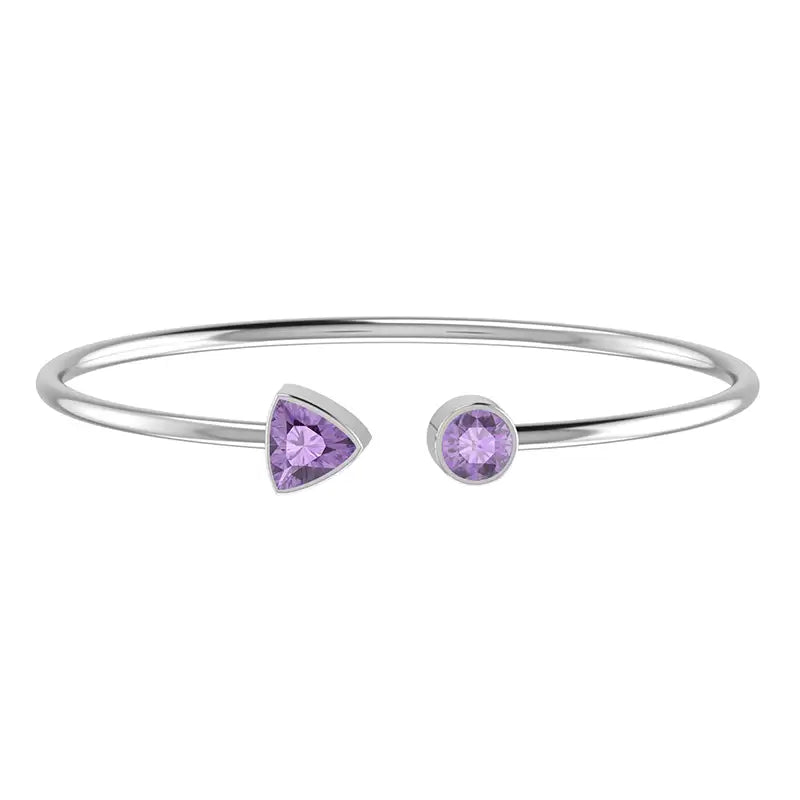 Amethyst Faceted Bangle Sterling Silver Bracelet Healing Crystal