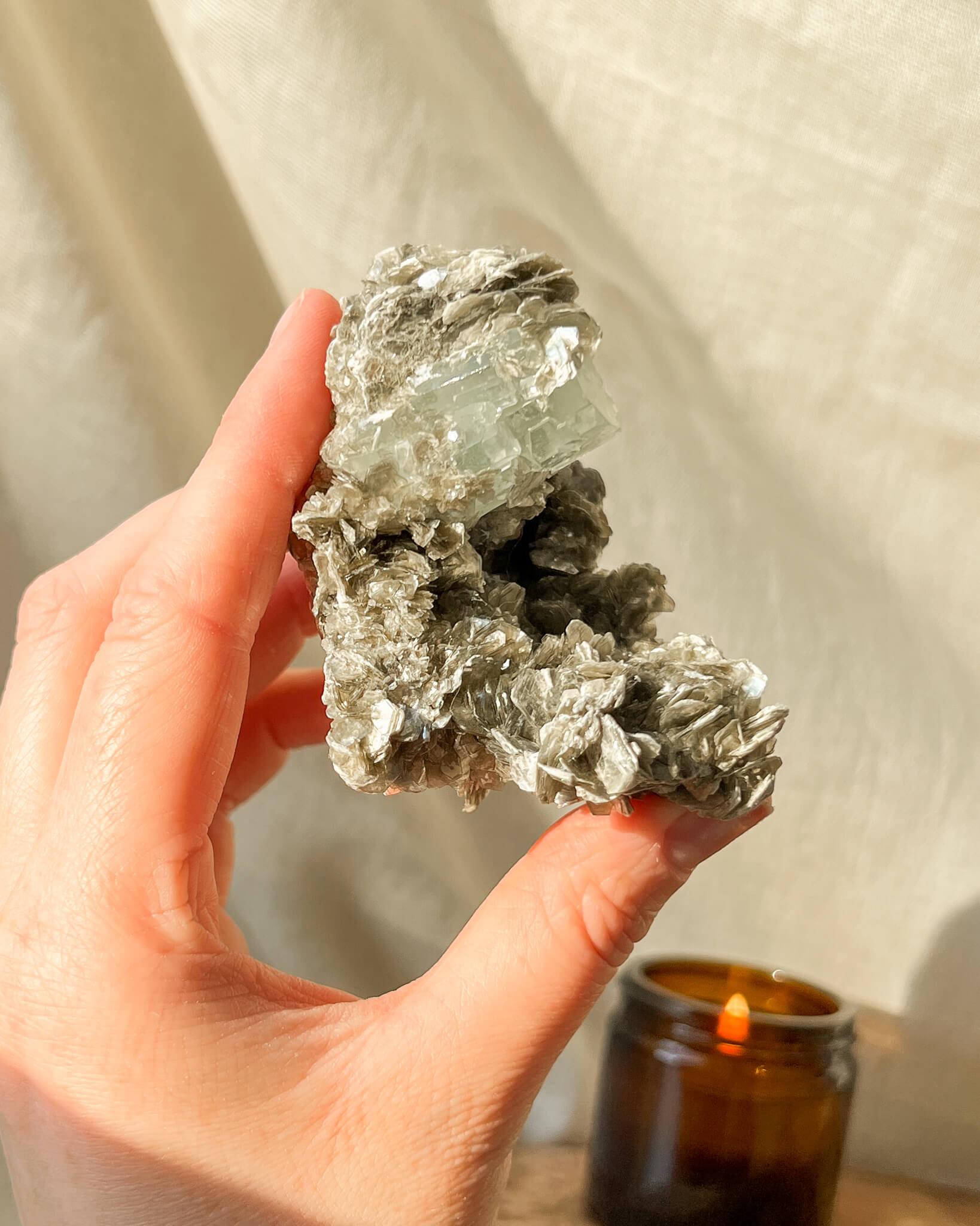 Aquamarine & Golden Mica Specimen Healing Crystal