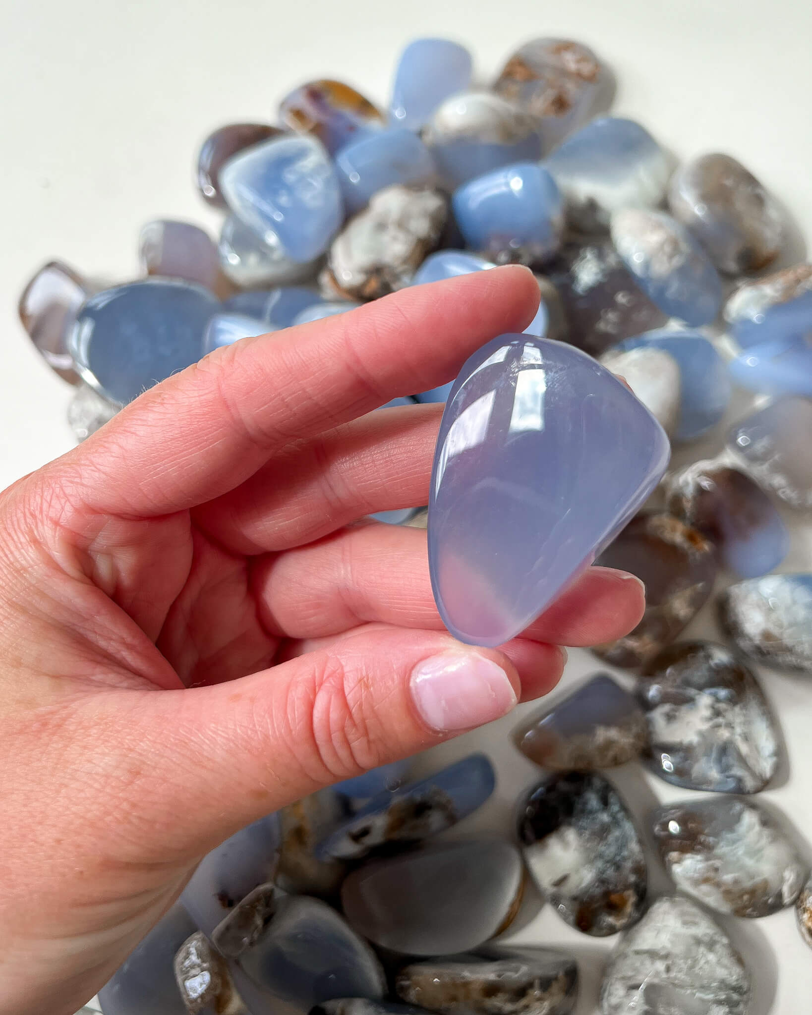 Blue Chalcedony Tumble Stone Healing Crystal