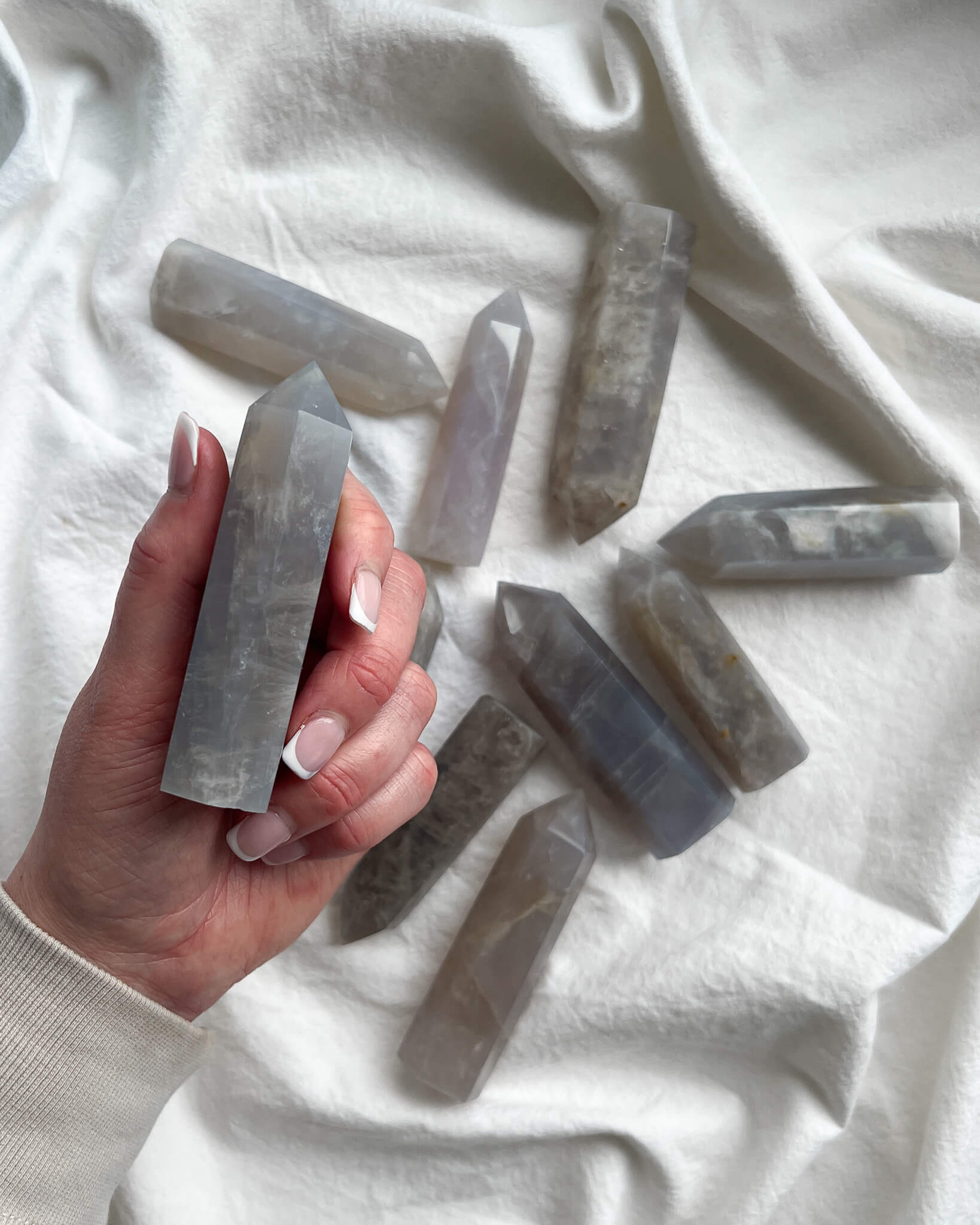 Blue Rose Quartz Points Healing Crystal
