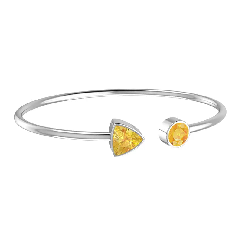 Citrine Faceted Bangle 925 Sterling Silver Bracelet Healing Crystal