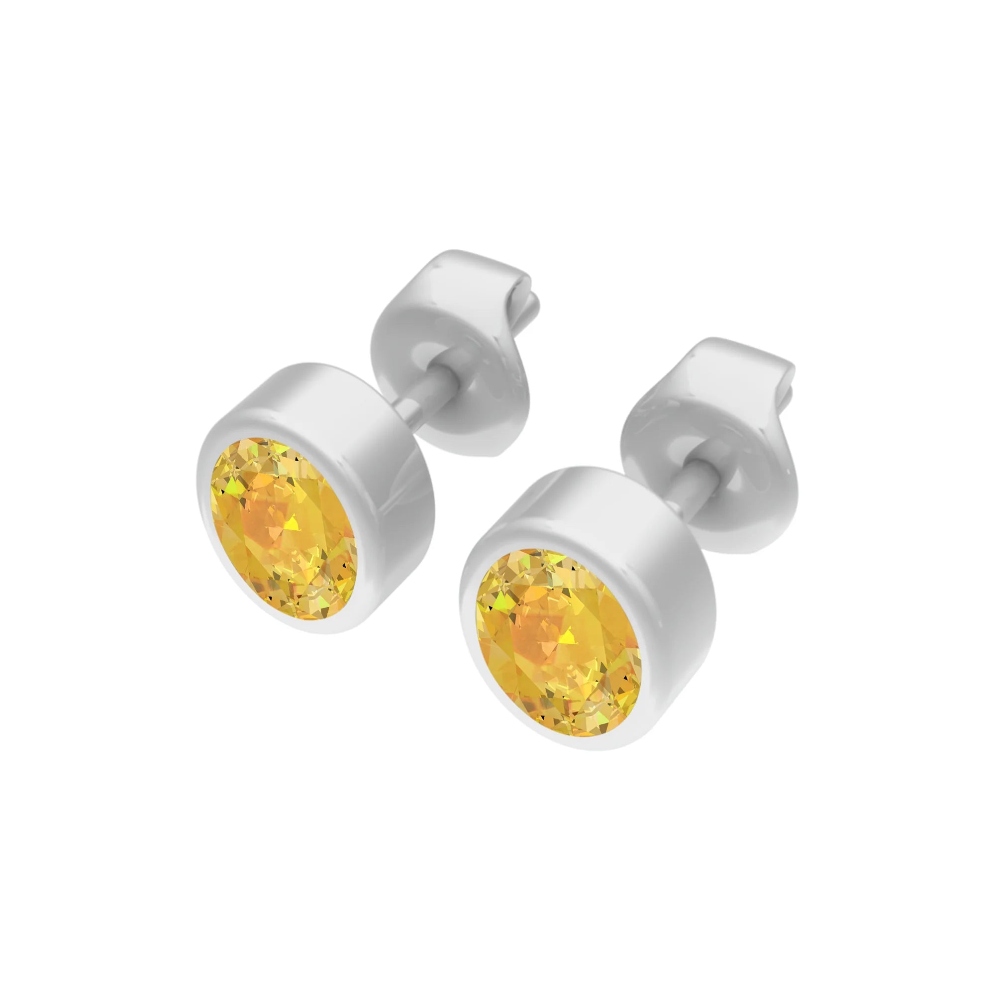 Citrine Faceted Stud Earrings 925 Sterling Silver Healing Crystal