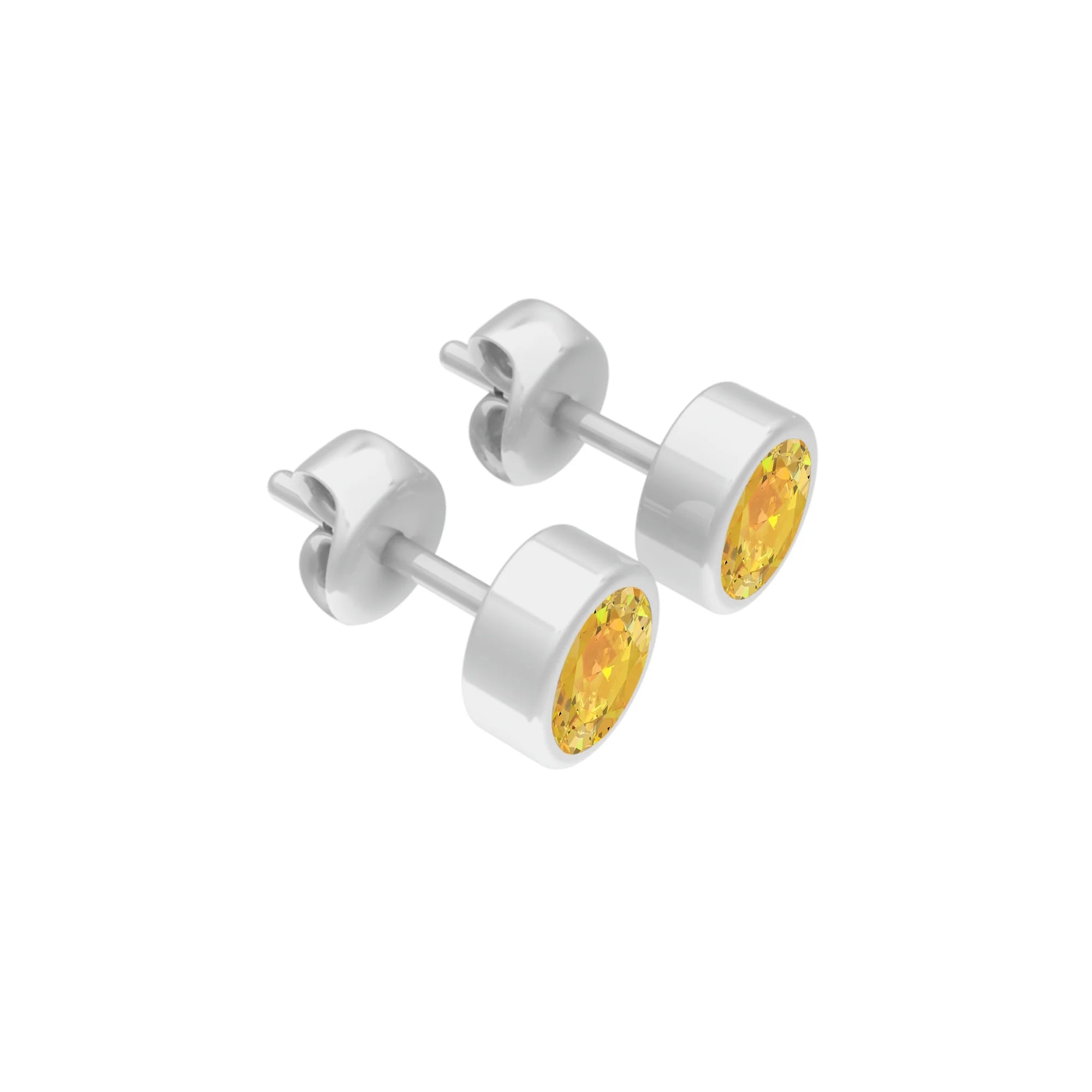 Citrine Faceted Stud Earrings 925 Sterling Silver Healing Crystal