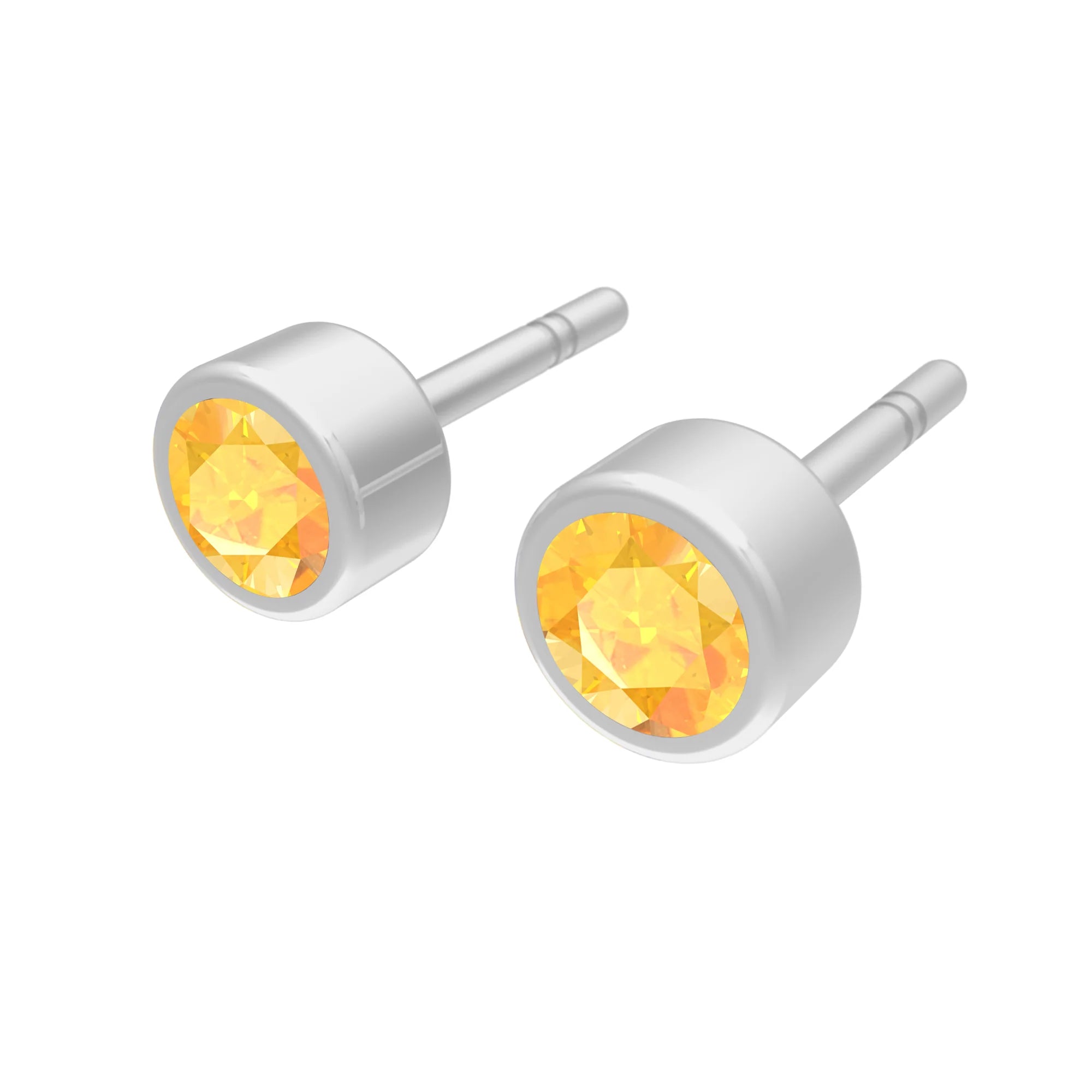 Citrine Faceted Stud Earrings 925 Sterling Silver Healing Crystal