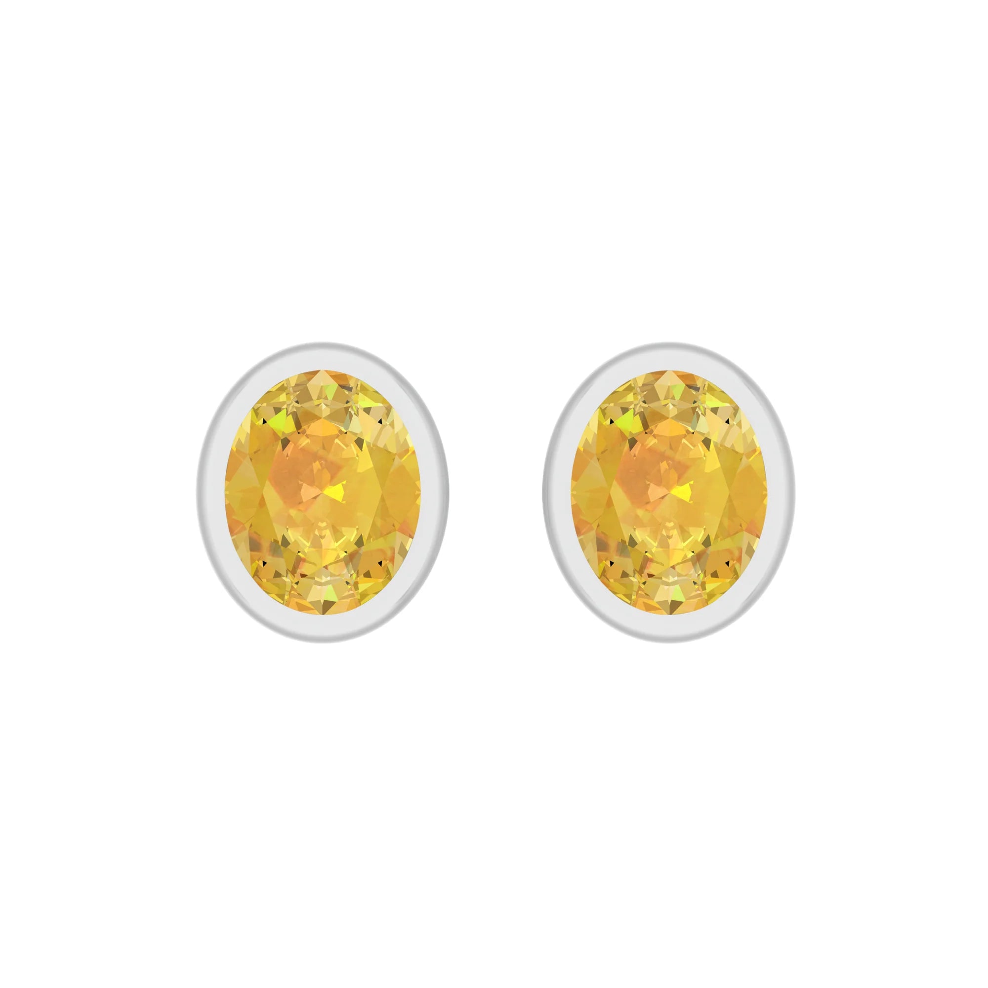 Citrine Faceted Stud Earrings 925 Sterling Silver Healing Crystal