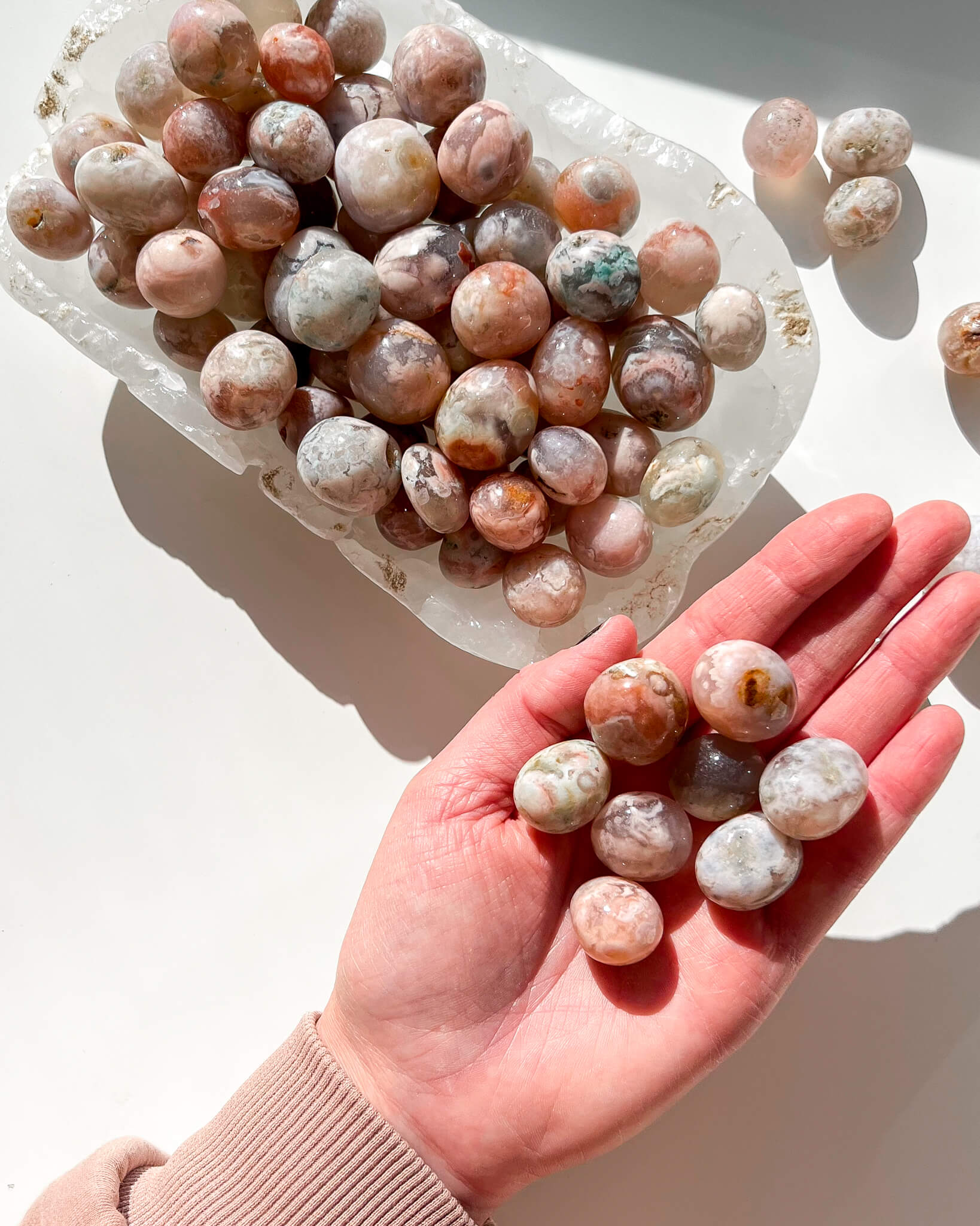 Flower agate Tumble Stone Healing Crystal