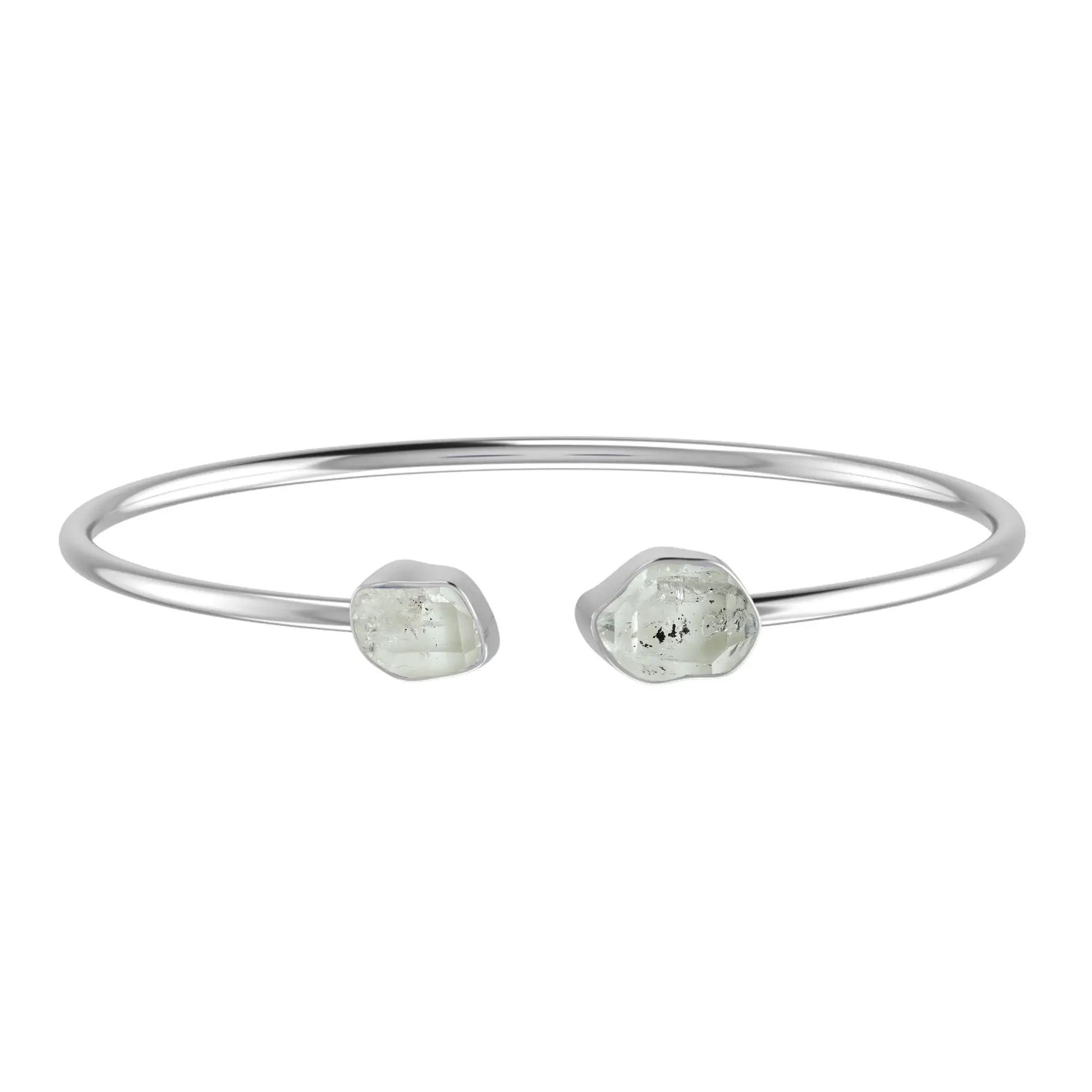 Herkimer Diamond Raw Bangle 925 Sterling Silver Bracelet Healing Crystal