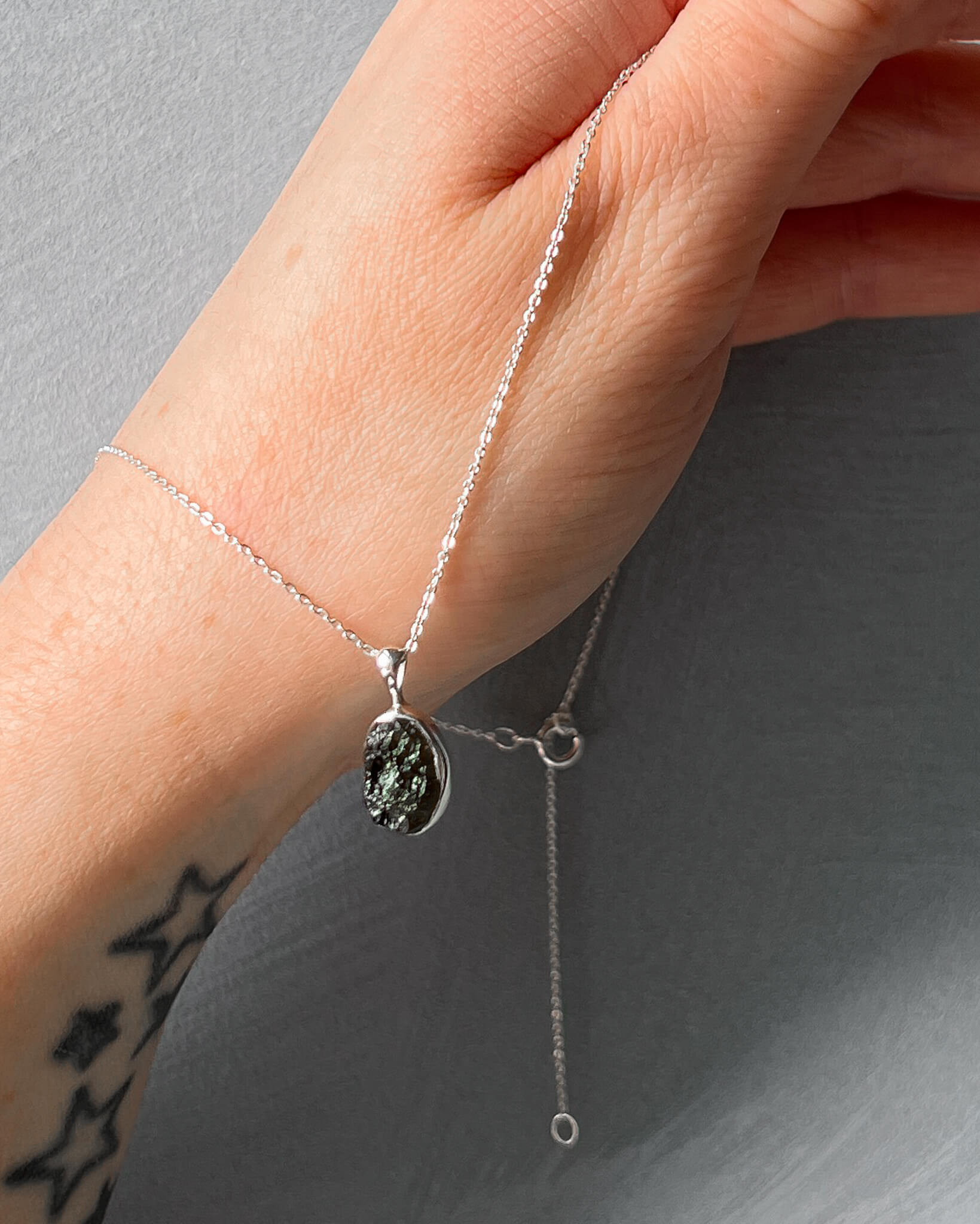 Moldavite Raw Pendant 925 Sterling Silver Crystal Necklace Healing Crystal