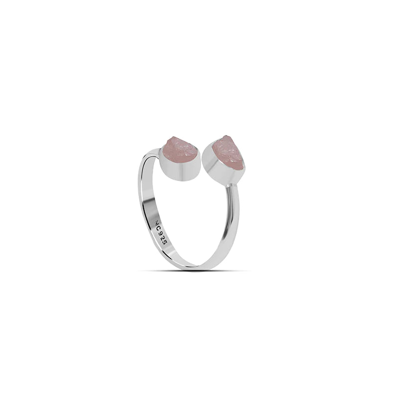 Morganite Raw 925 Sterling Silver Ring Healing Crystal