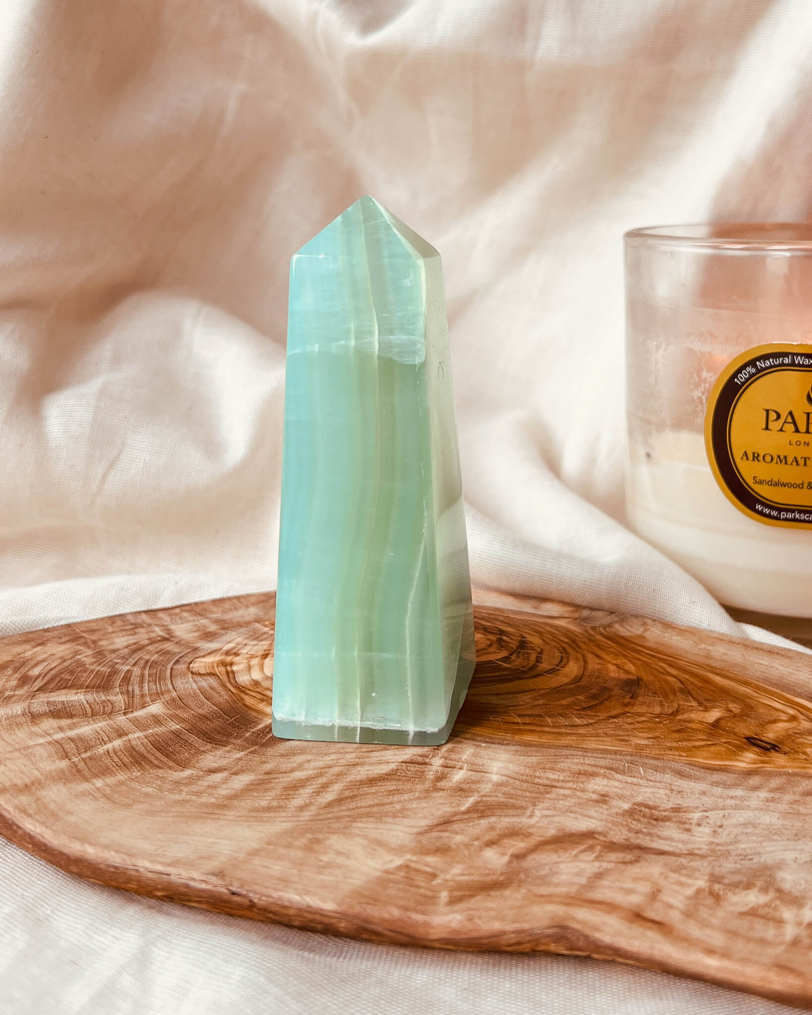Pistachio Calcite Tower Healing Crystal