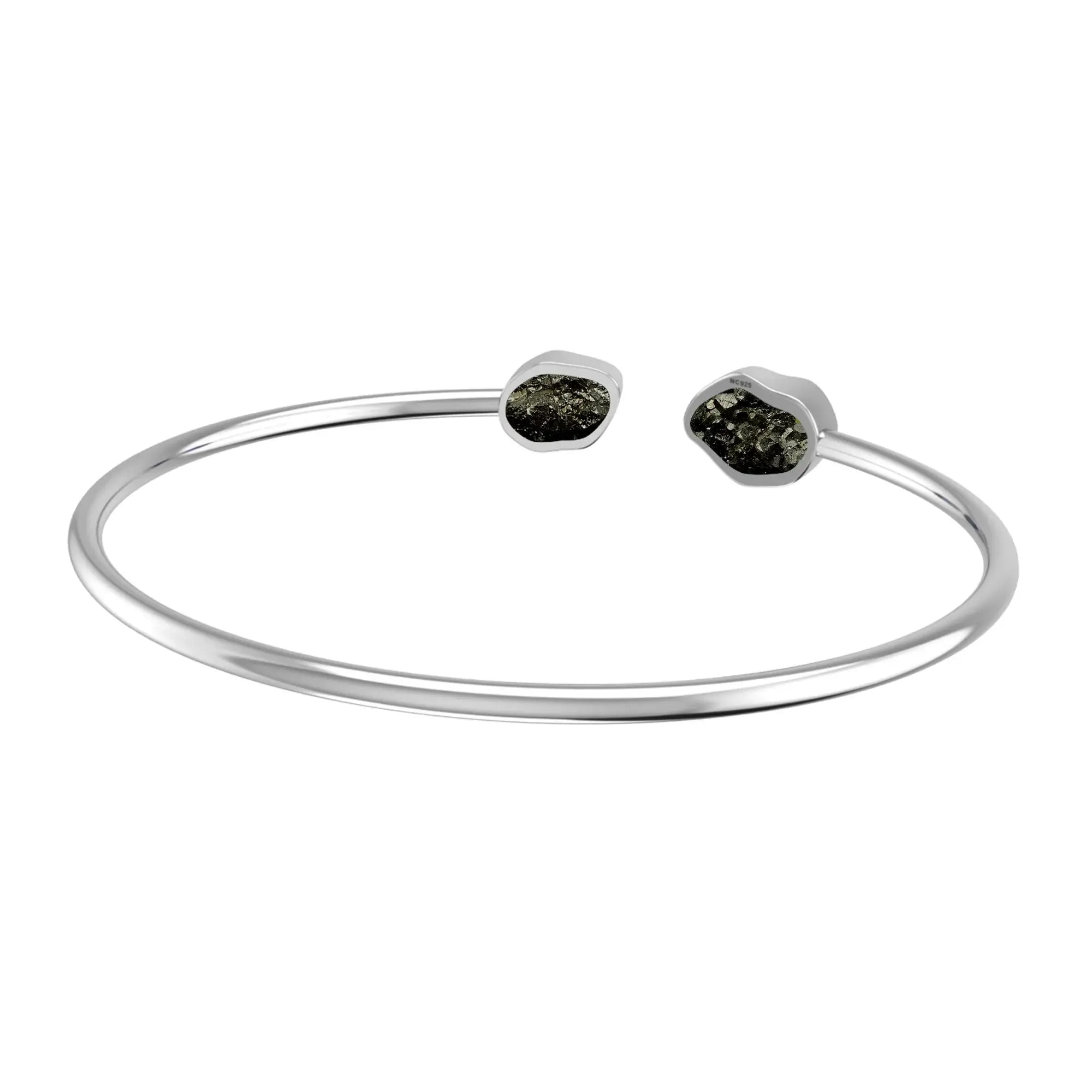 Pyrite Raw Bangle 925 Sterling Silver Bracelet Healing Crystal