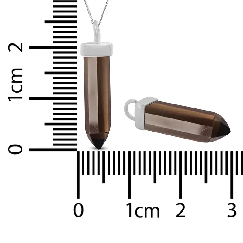 Smoky Quartz Pendant 925 Sterling Silver Crystal Necklace Healing Crystal
