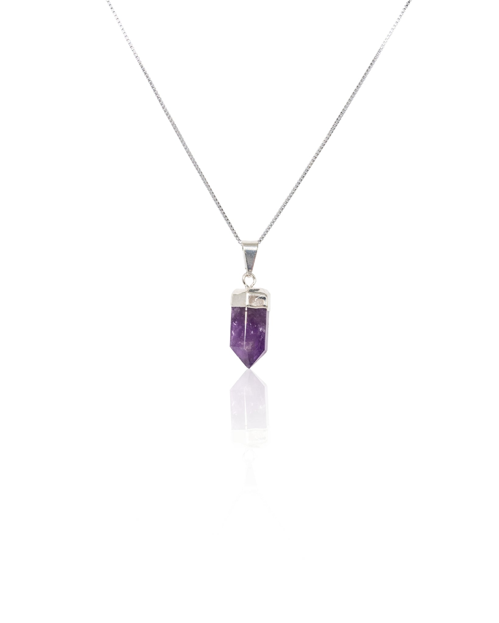 Amethyst Crystal Polished Pendant Silver