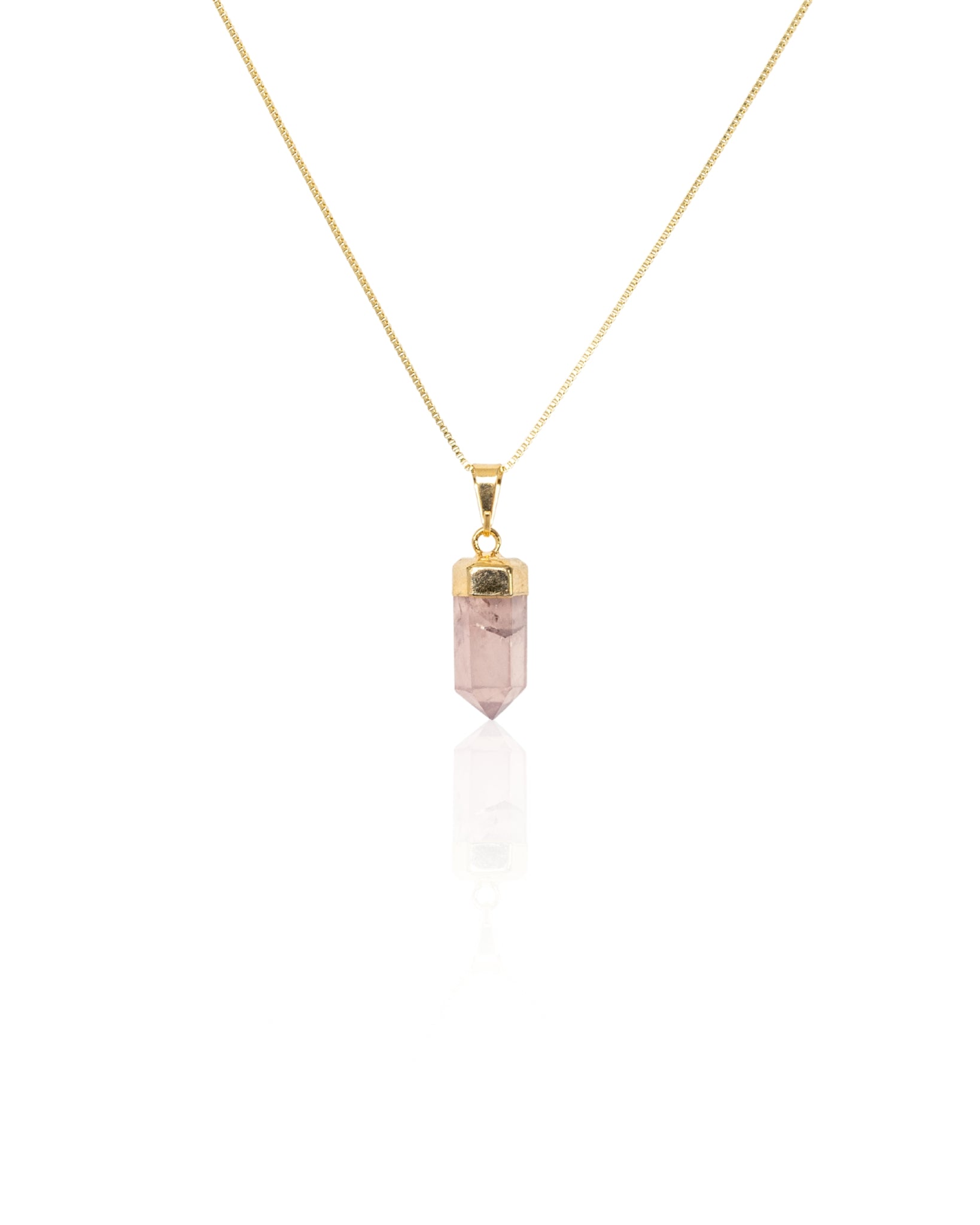 Rose Quartz Crystal Polished Pendant Gold