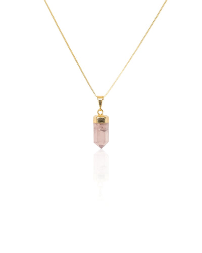 Rose Quartz Crystal Polished Pendant Gold (pendant only)