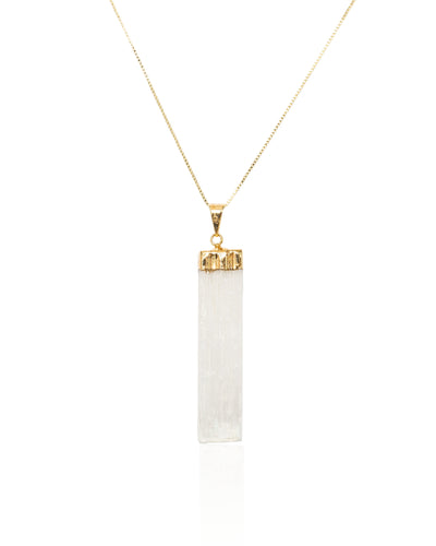 Selenite Crystal Pendant Necklace Gold (pendant only)