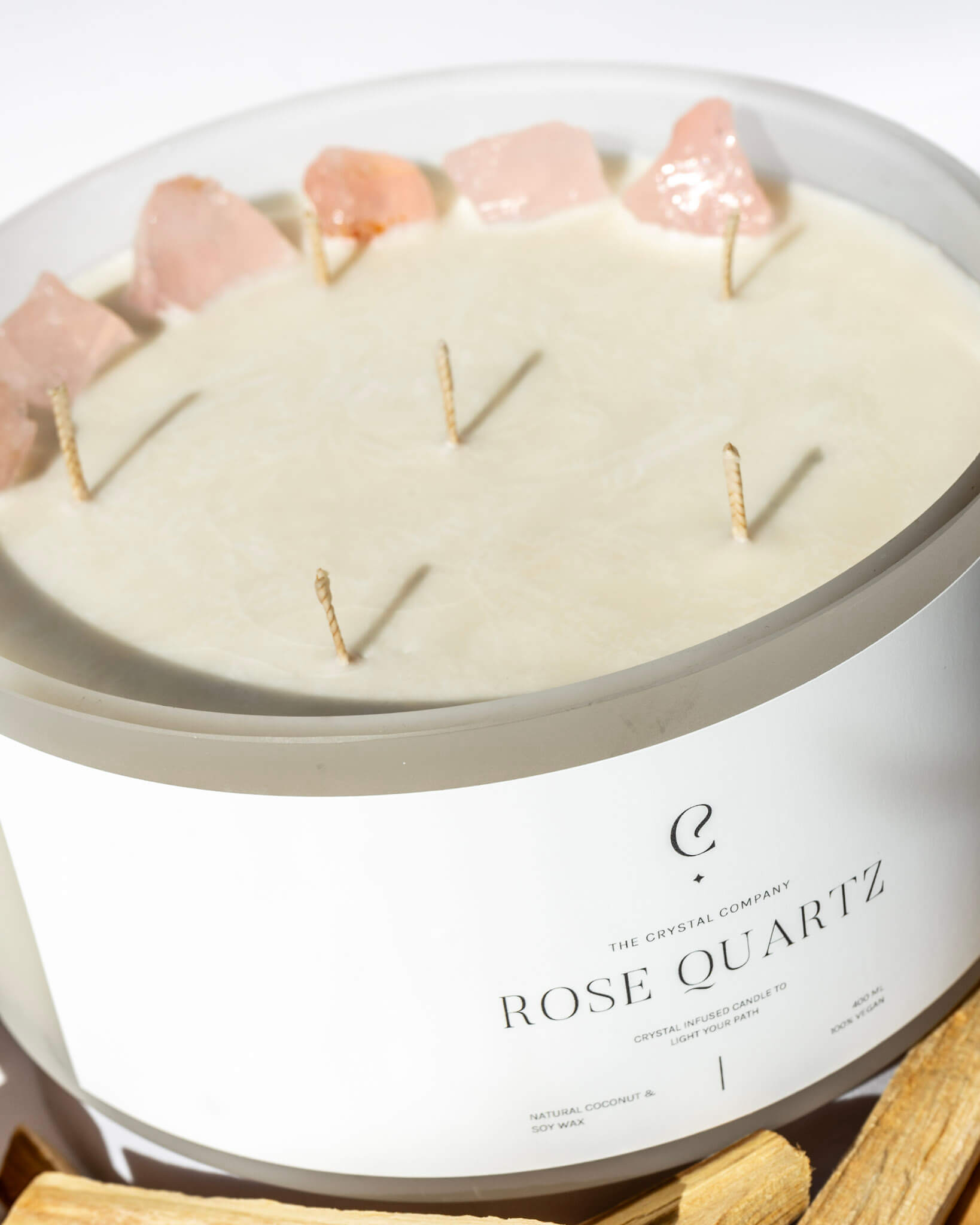 Limited Edition: Rose Quartz 6 Wick Crystal Candle