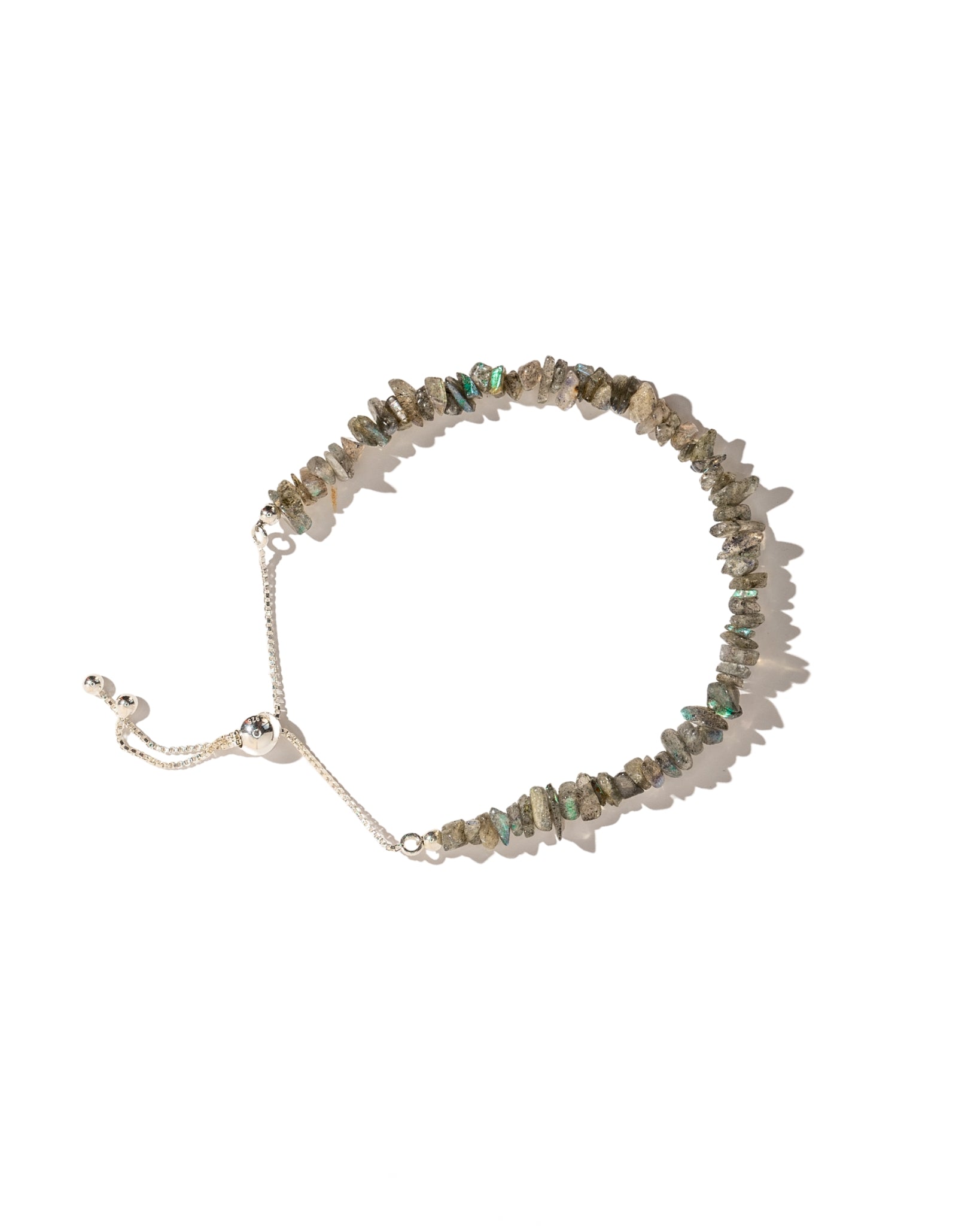 Labradorite Raw Chip Bracelet 925 Sterling Silver