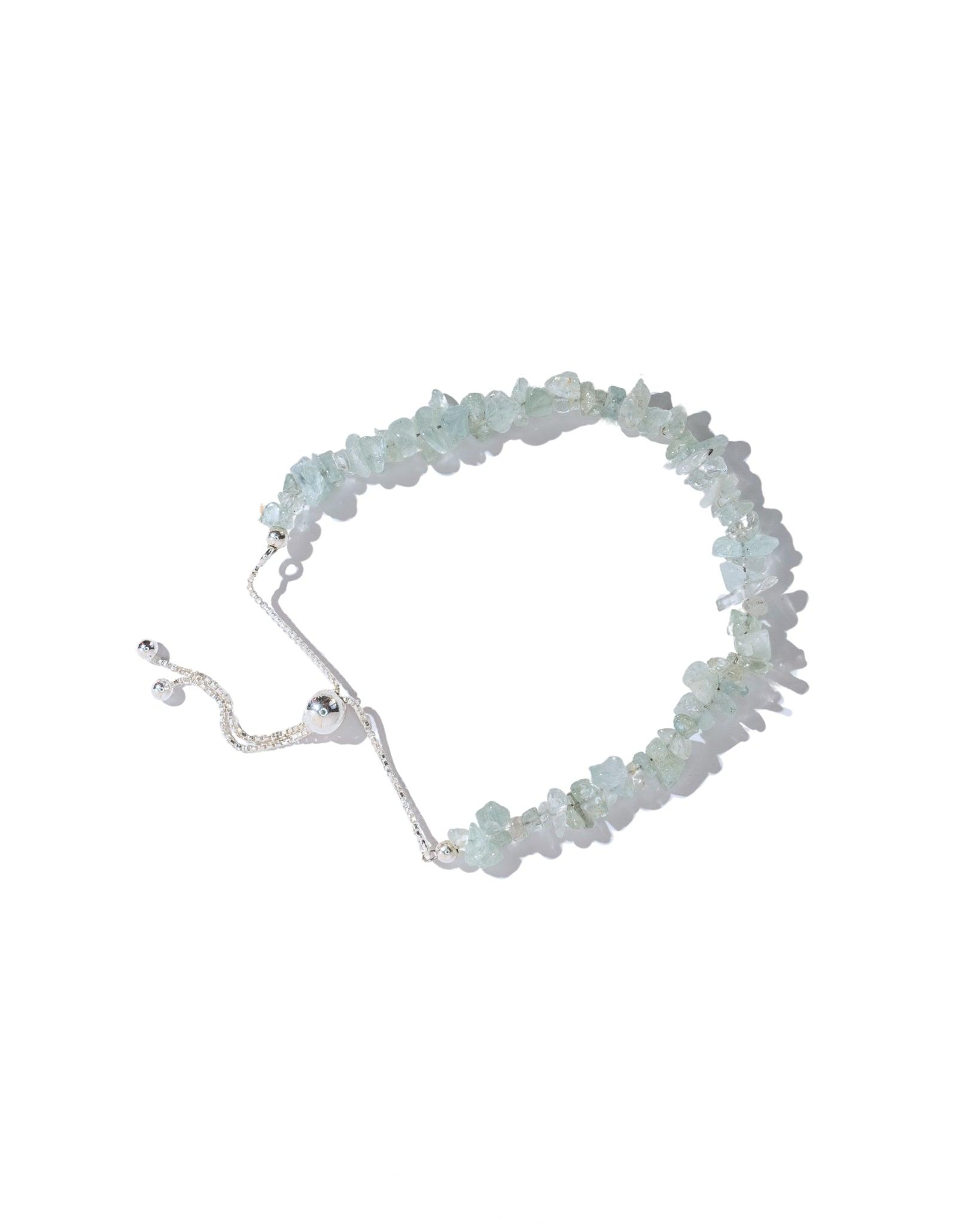 Aquamarine Raw Chip Bracelet 925 Sterling Silver